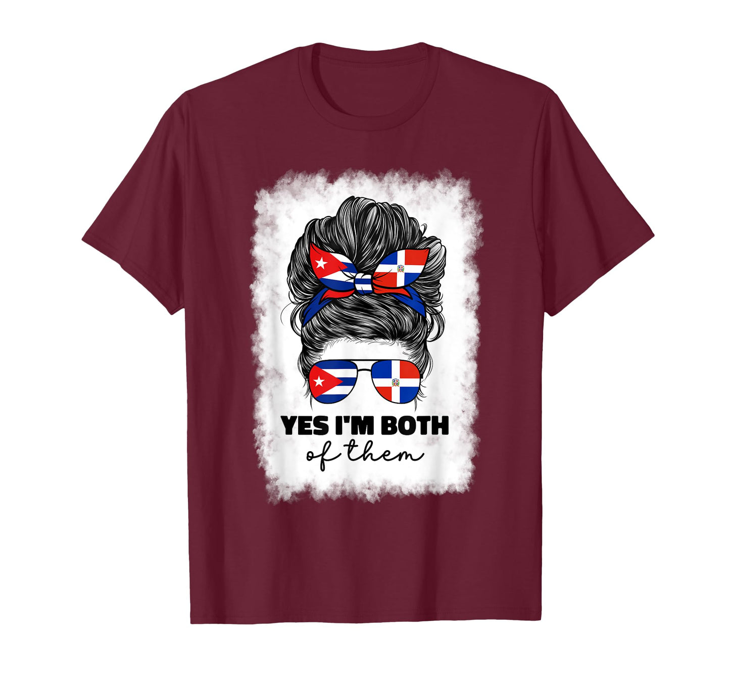 Half Dominican Republic And Cuban Cuba Flag Girl Women Mix T-Shirt