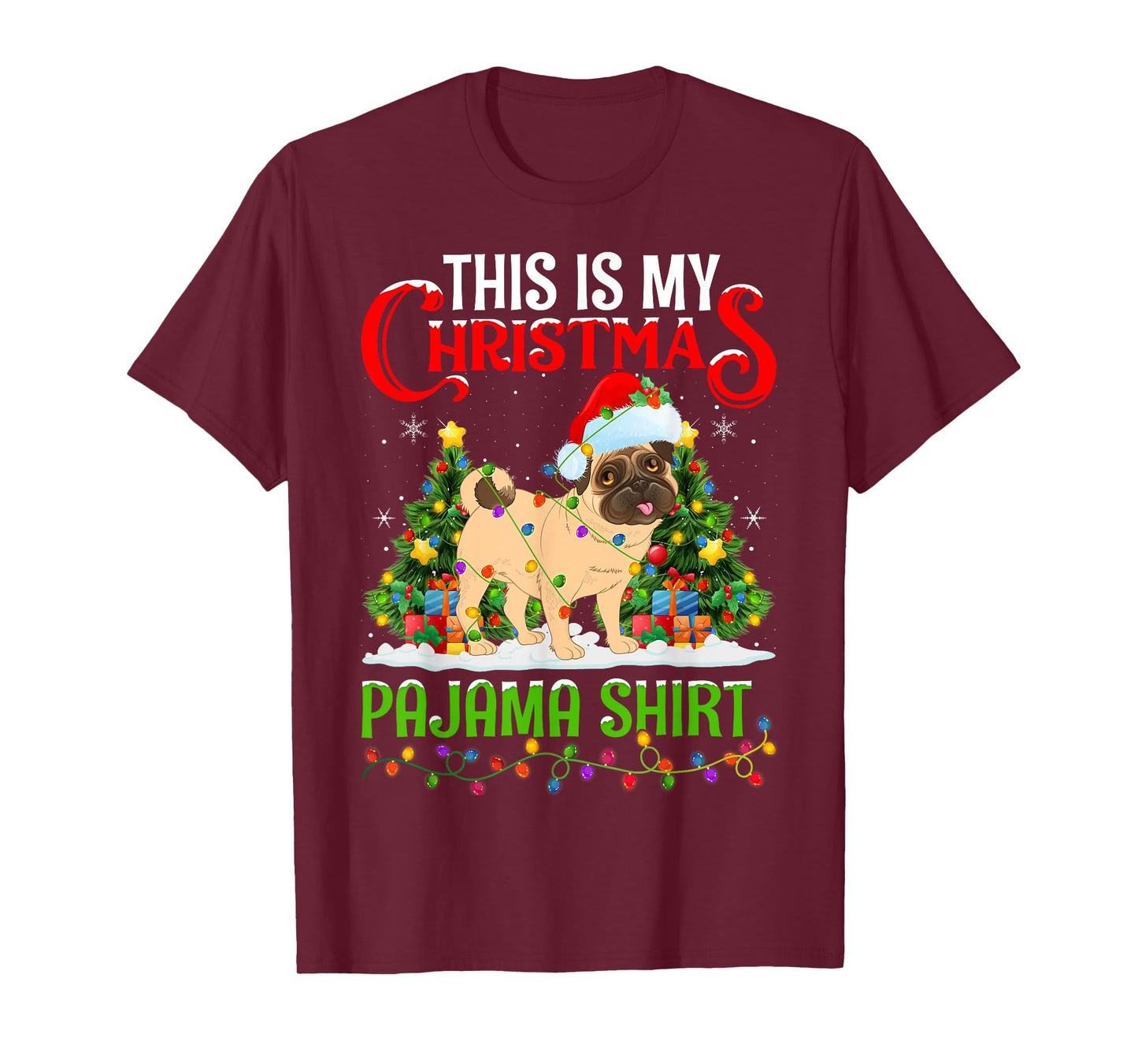 English Mastiff Dog Xmas Lights This Is My Christmas Pajama T-Shirt for Men Women Kids