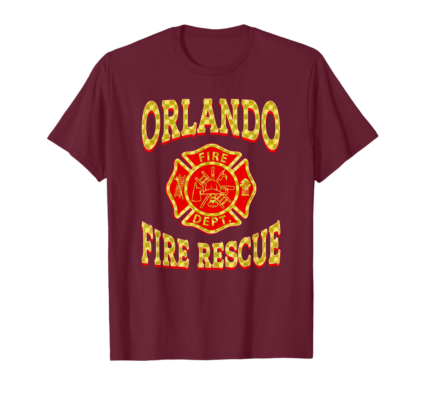 Retro Orlando Fire Department Patch Flag Florida Firefighter T-Shirt