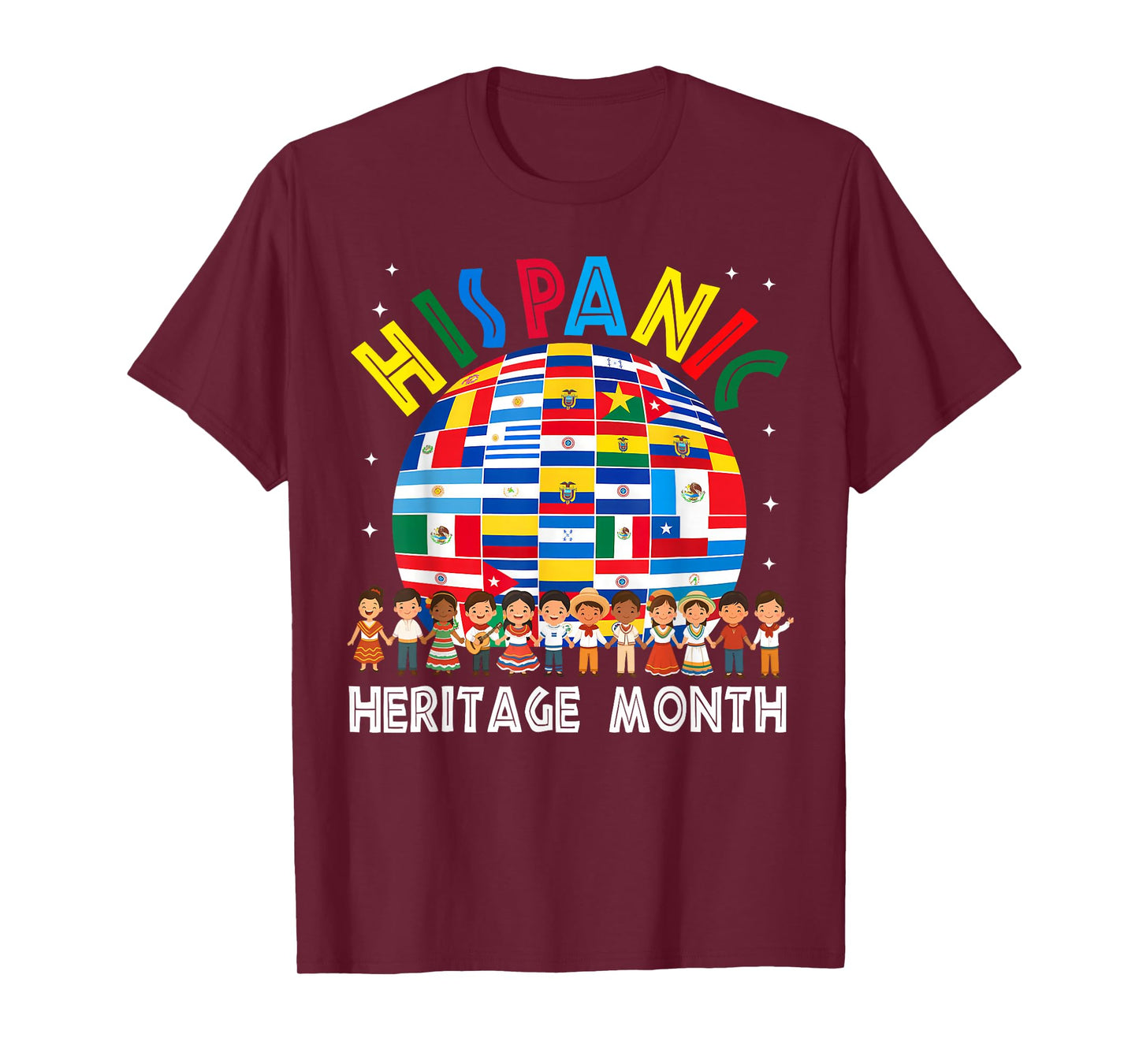 Hispanic Heritage Month Latino Countries Flags Sunflower T-Shirt