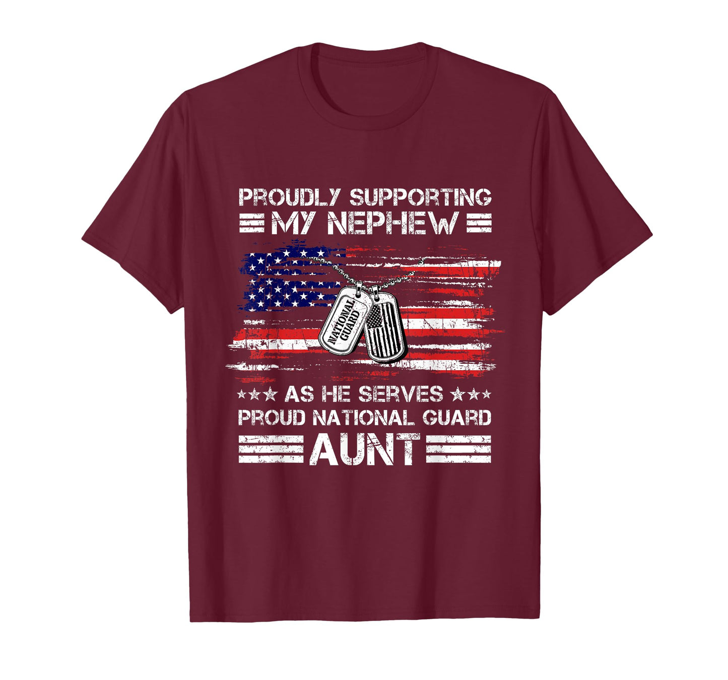 Proud National Guard Aunt American Flag Veteran Military T-Shirt
