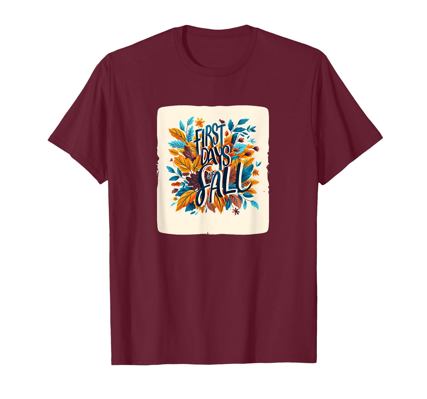 First Days of Fall for a Cozy Season with Falling red Leaves T-Shirt