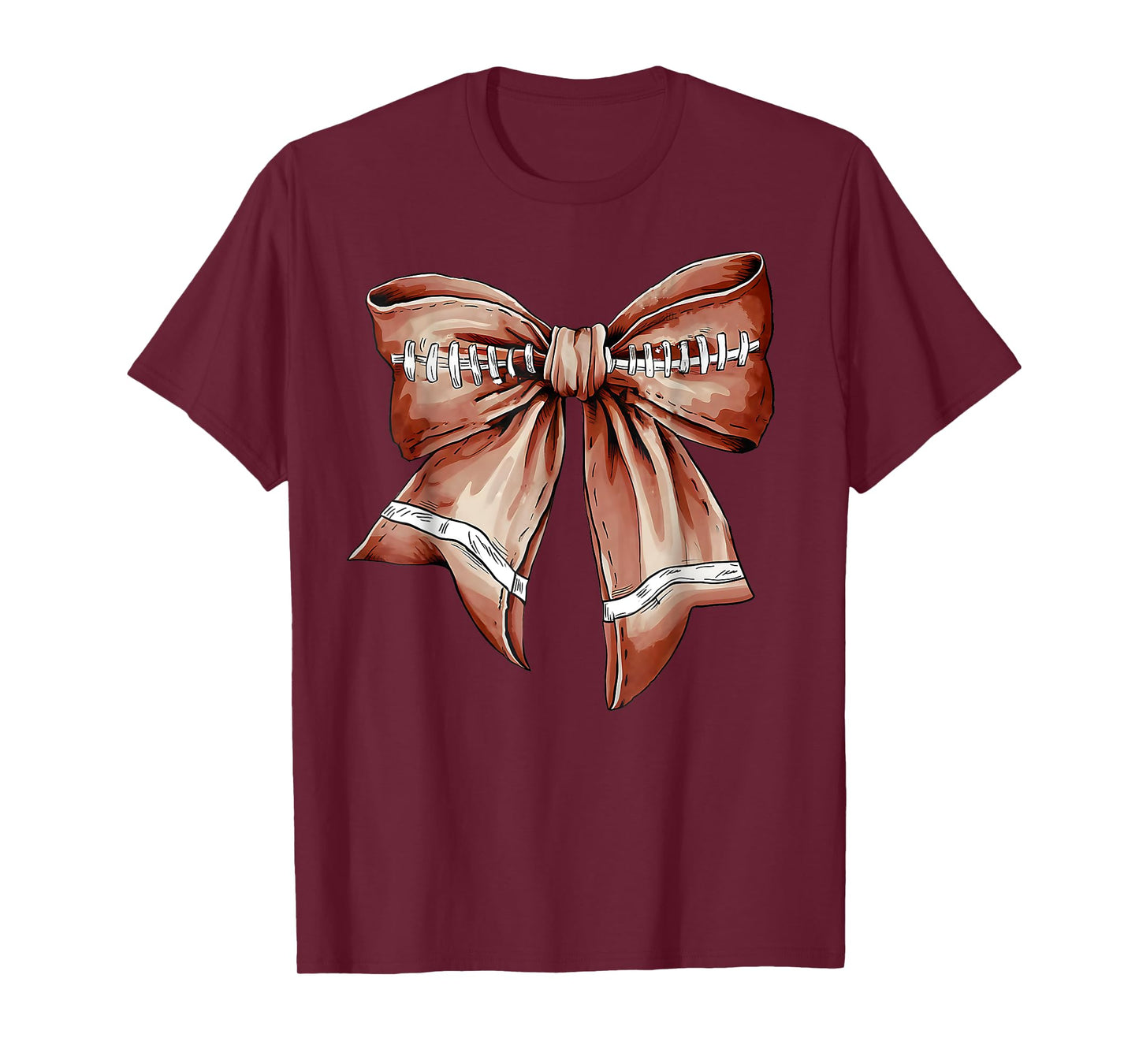 Coquette Bow Pumpkin American Football Thanksgiving Autumn T-Shirt
