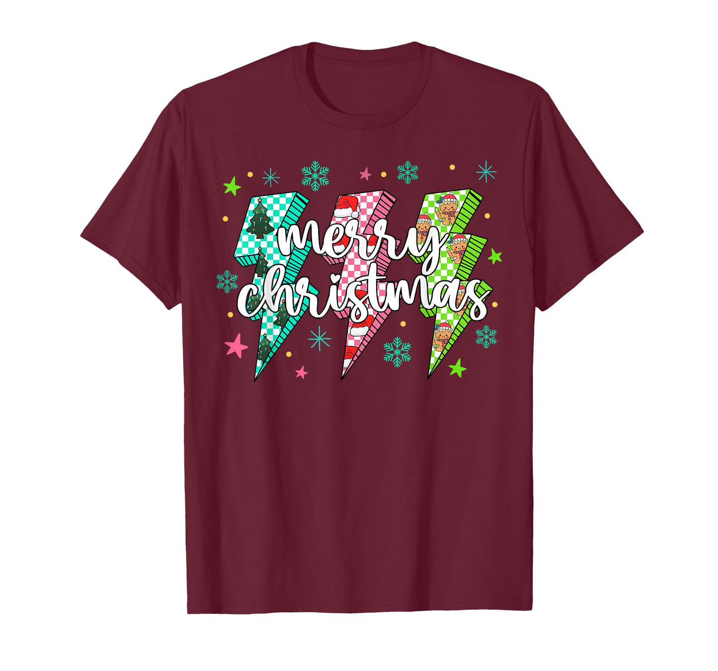 Merry Christmas Lights Red Santa Hat Xmas Family Men Women T-Shirt