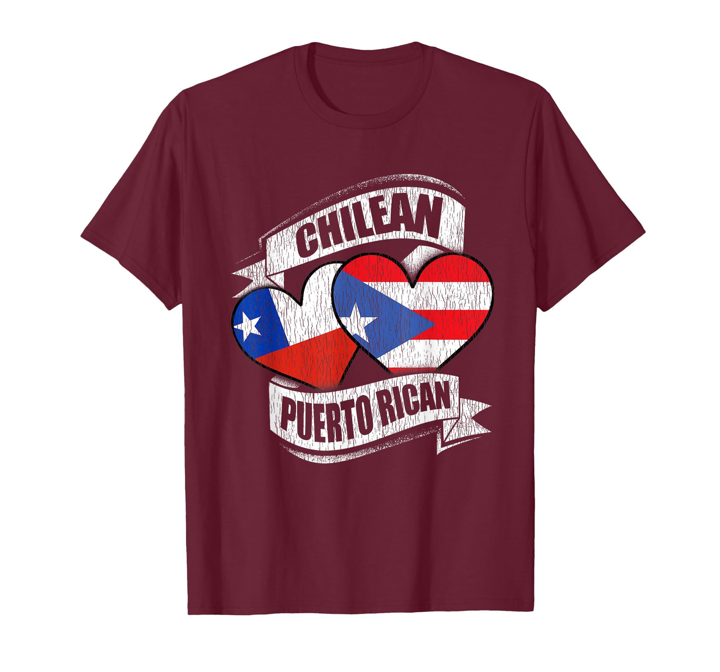 Chilean Puerto Rican Hearts Chile Puerto Rico Flags T-Shirt