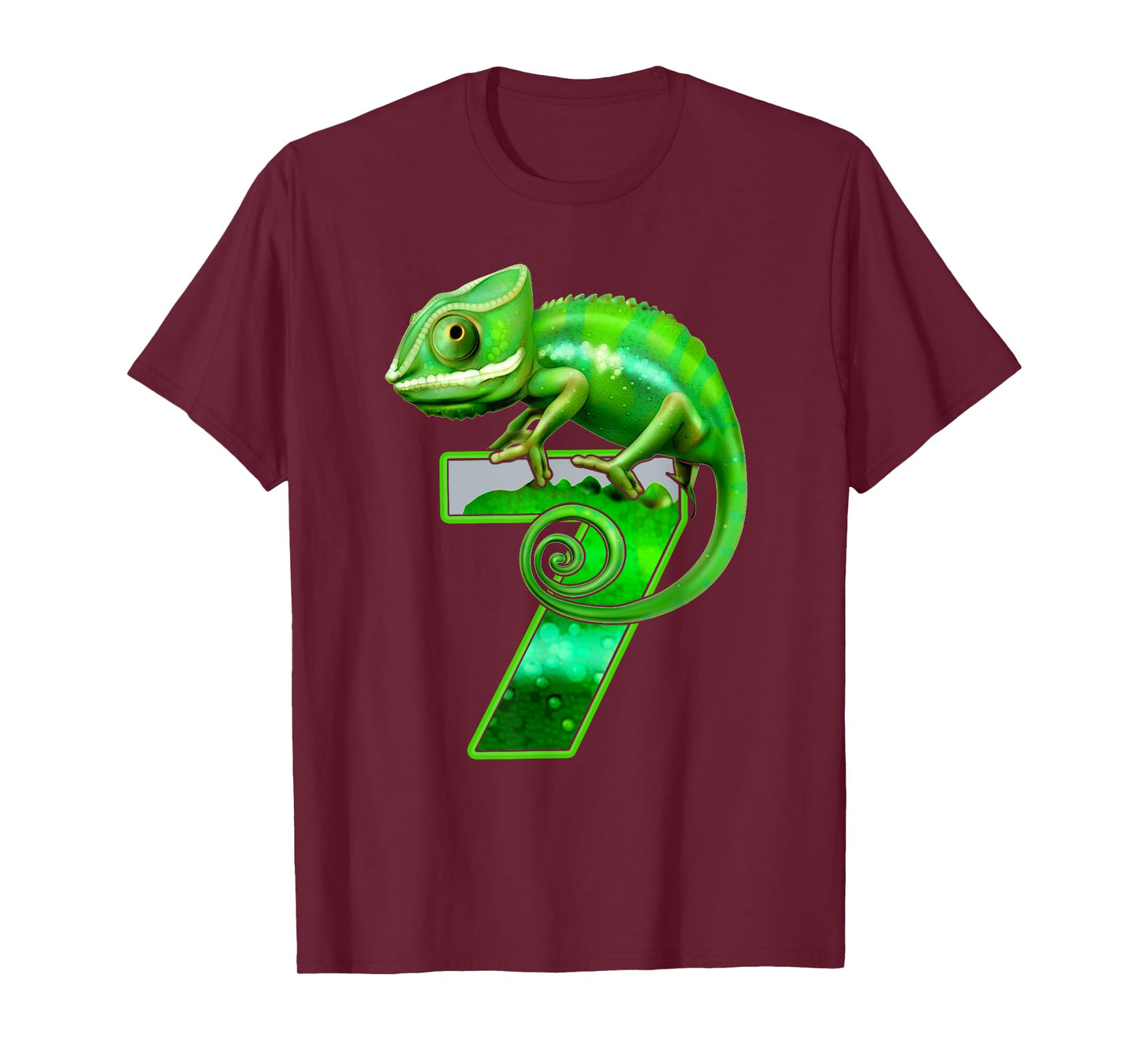 Kids 7 Years Old Lizard 7th Birthday Party Chameleon T-Shirt