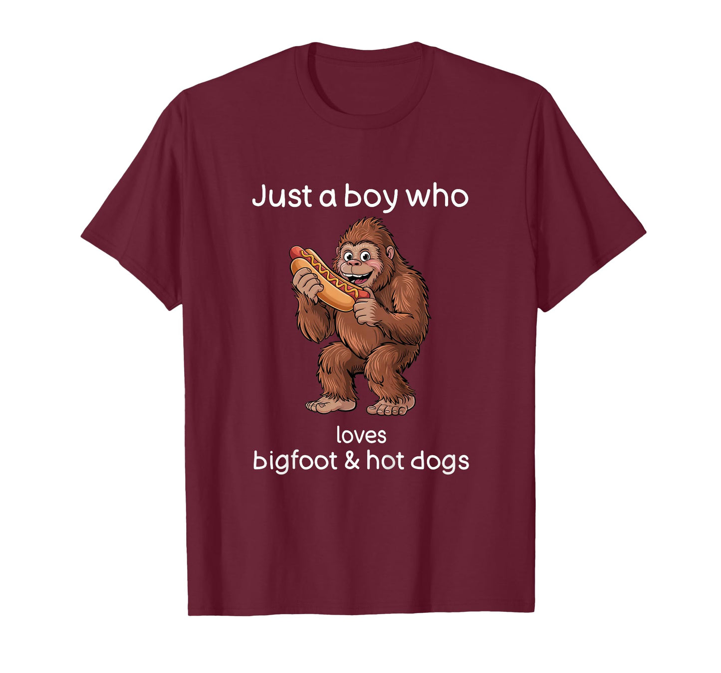 Kids Bigfoot Hot Dog Shirt Boys Cool Bigfoot Hot Dog T-Shirt