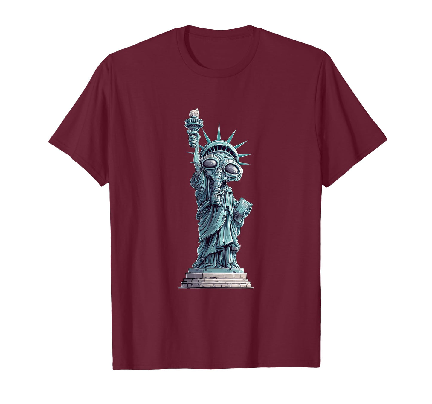 Freedom Statue with Alien for Funny Boys and Girls T-Shirt