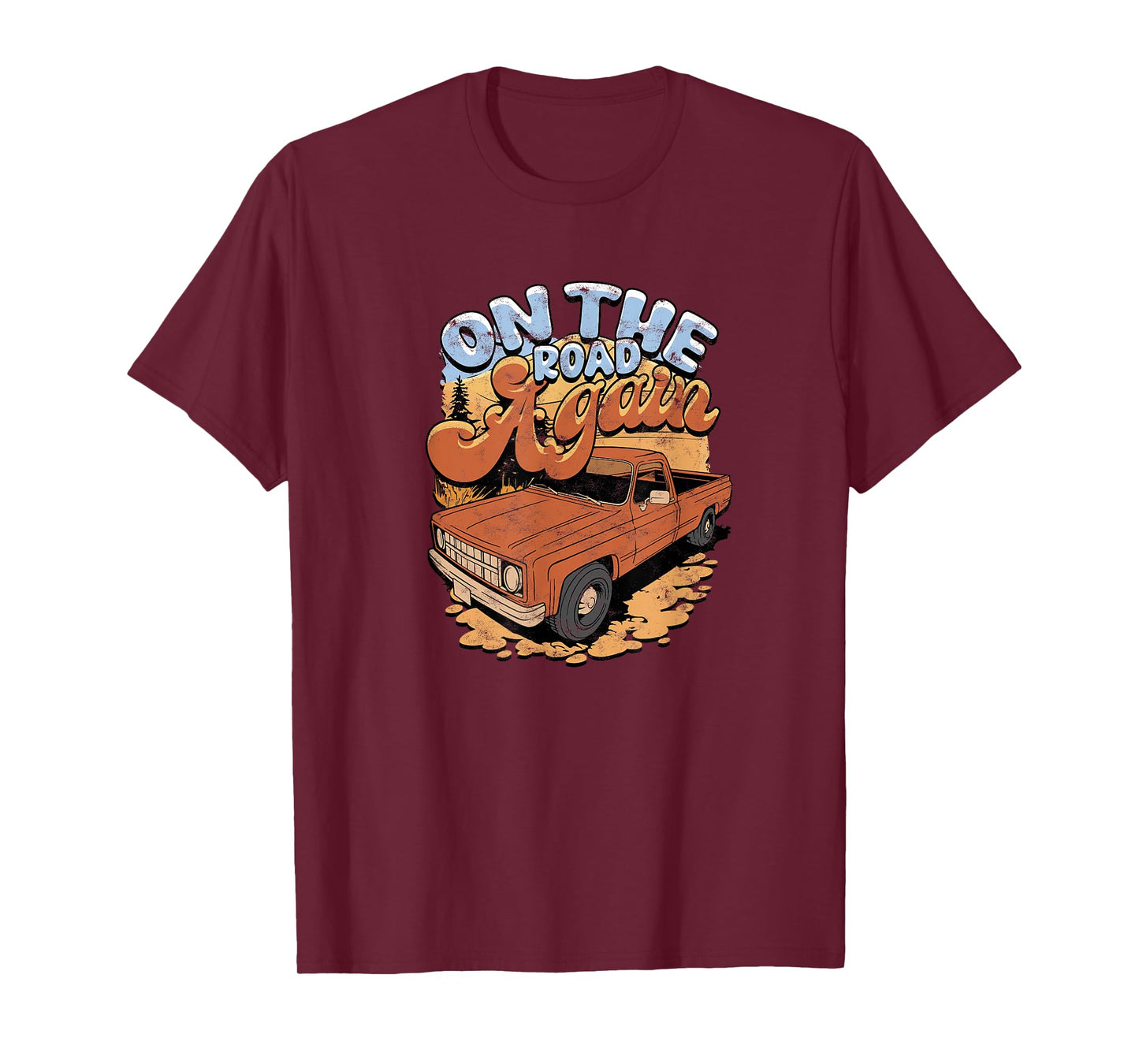 Travel Adventures On The Road Again T-Shirt, Small, Black