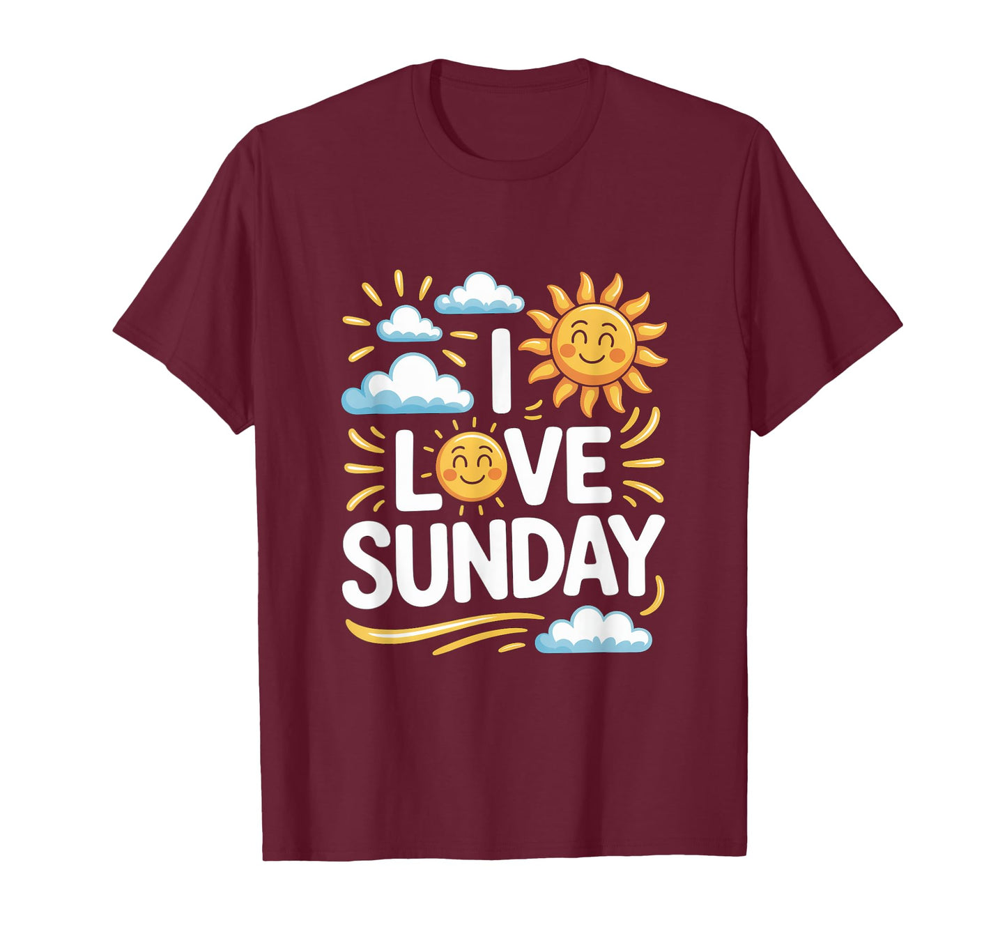 I Love Sunday Smiling Sun and Clouds Happy T-Shirt