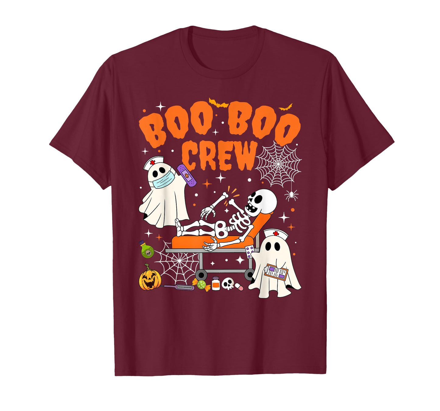 Nurse Boo Boo Crew Ghost Skeleton Nurse Halloween Costume T-Shirt