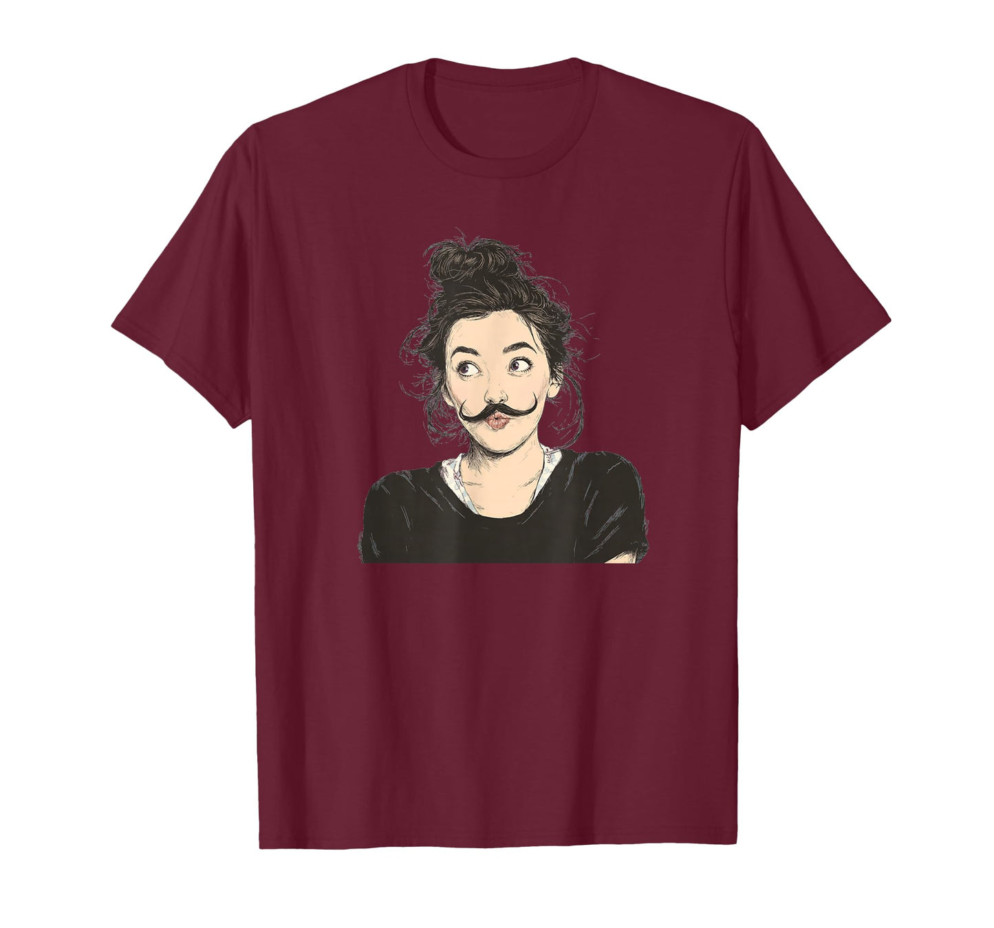 Funny Girl Look with Mustache Beard for Adults and Kids T-Shirt