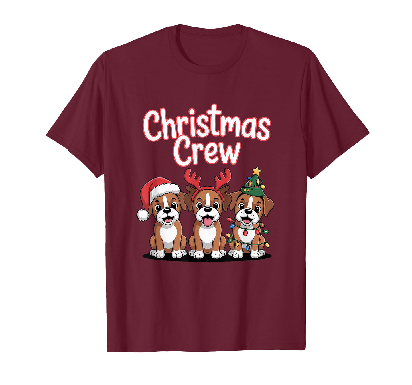 Christmas Crew Xmas Puppy Dog Humor Funny Christmas Boxer T-Shirt