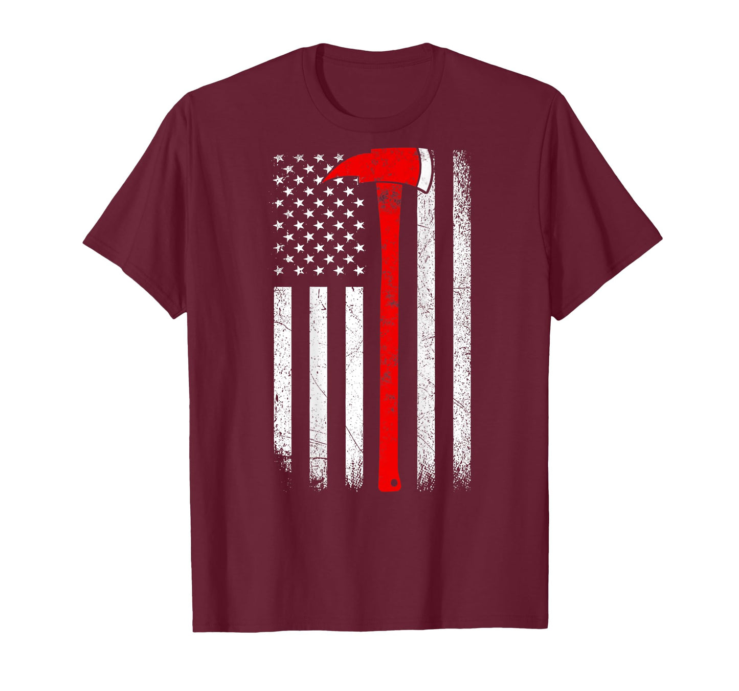 American Flag Axe Thin Red Line Firefighter Support ON BACK Women Kids Men T-Shirt