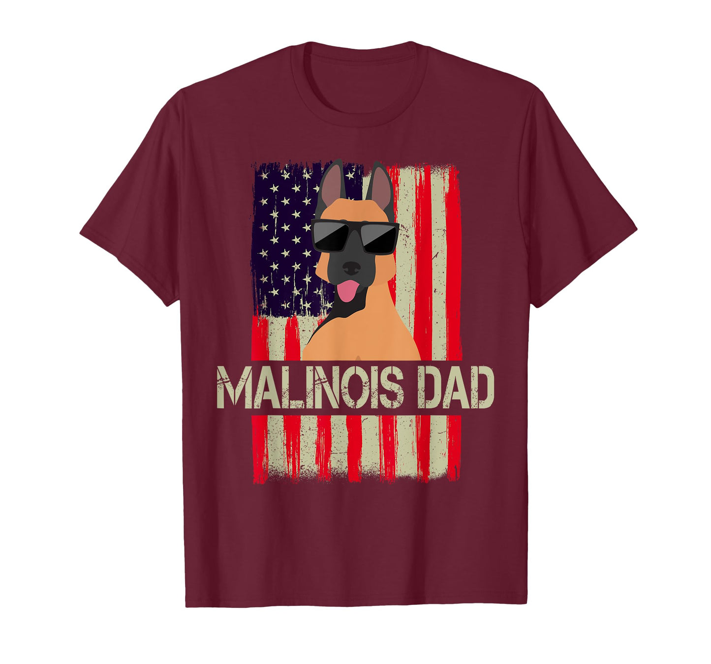 Funny Belgian Malinois Dad American Flag 4th Of July T-Shirt for Men