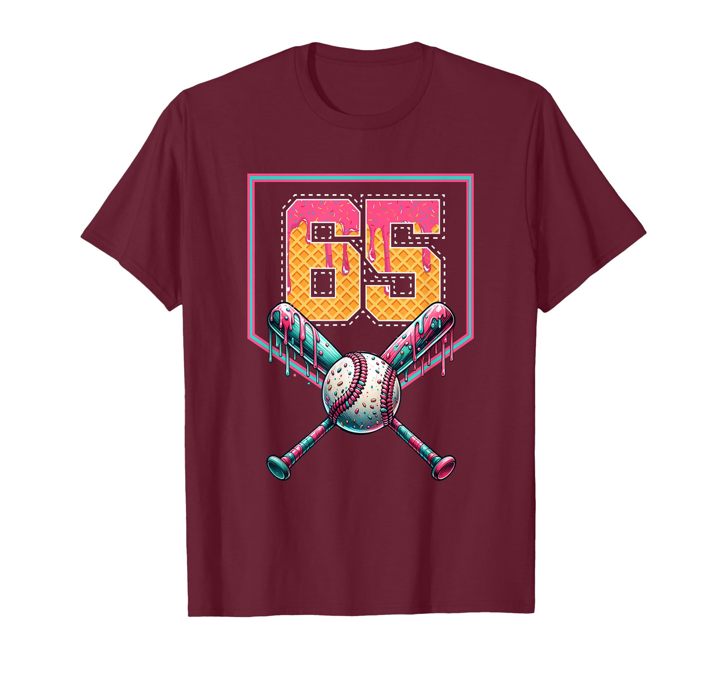 Baseball Drip Number 65 Player Or 65th Birthday T-Shirt