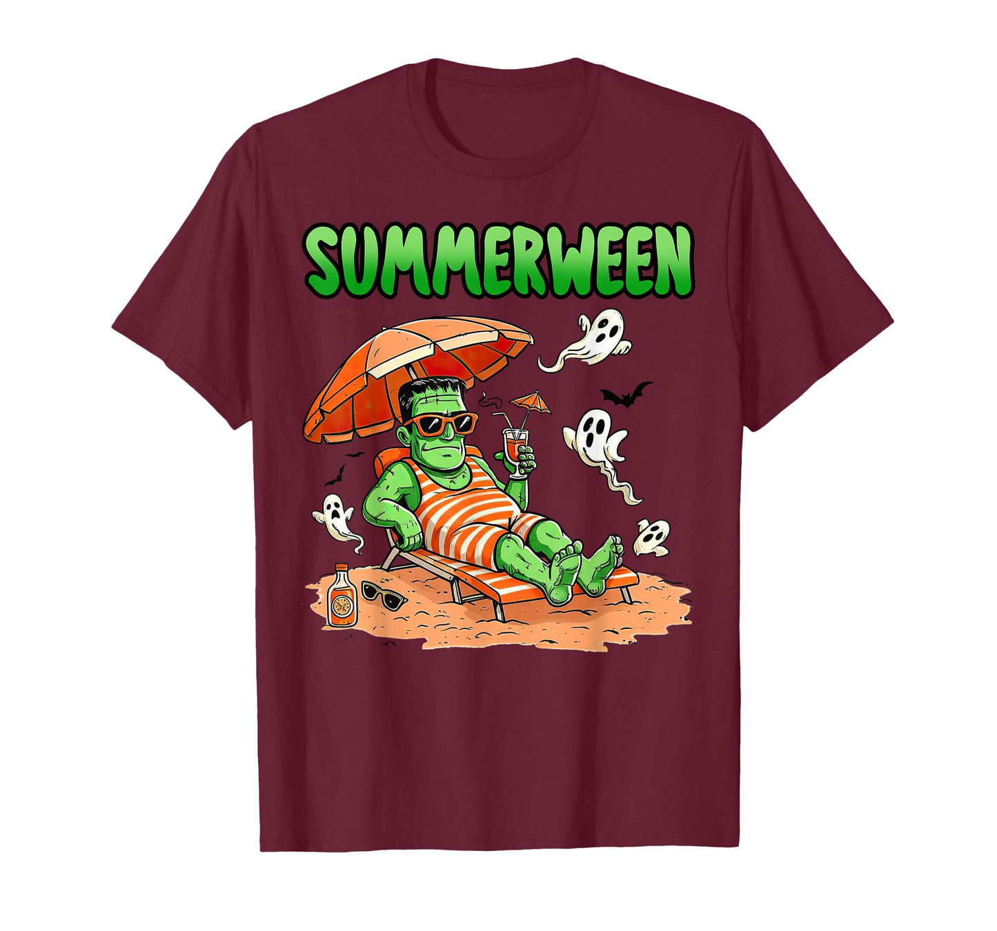Summerween Halloween Hello Summer Frankenstein Boo Ghost T-Shirt