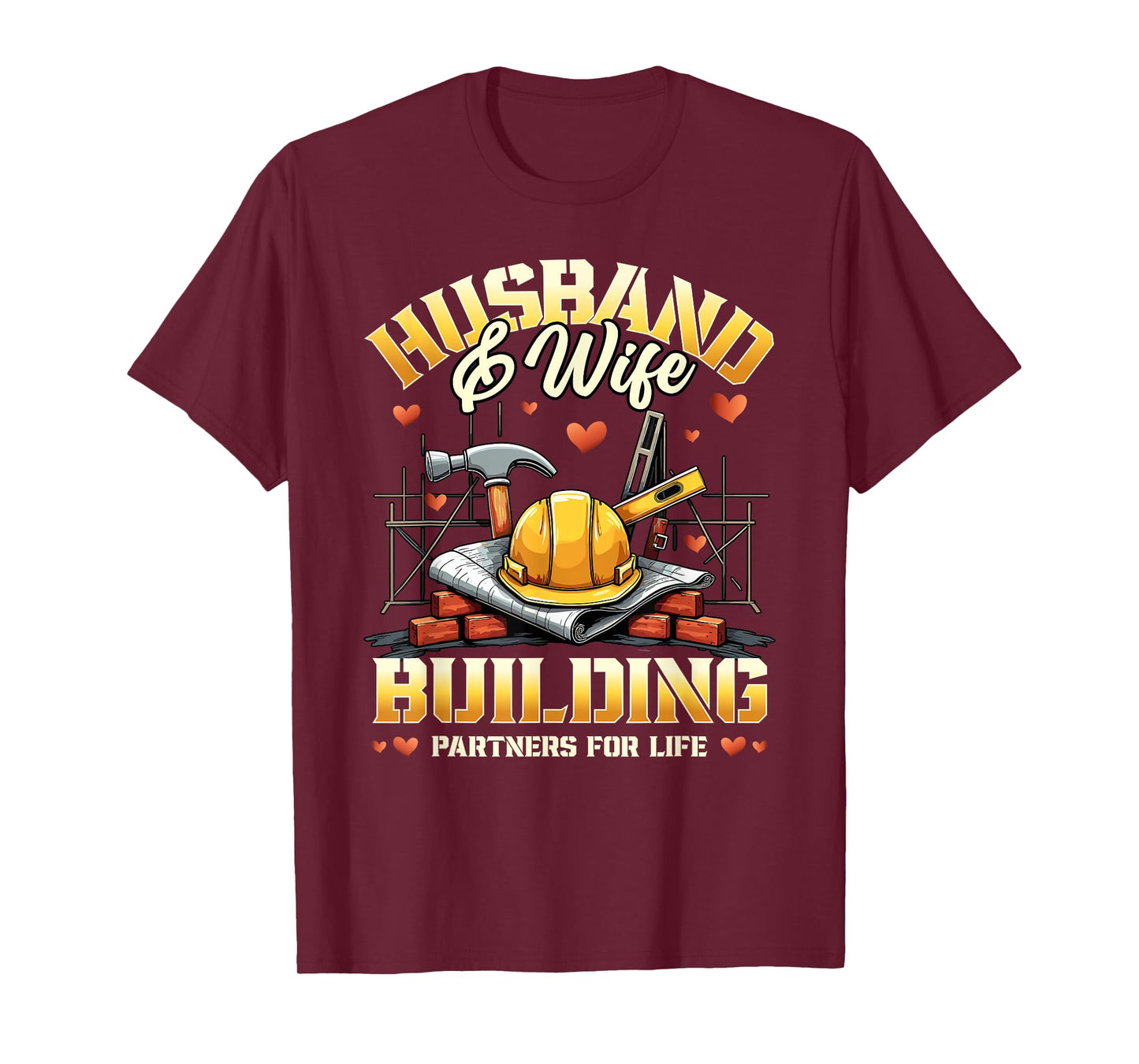 Husband and Wife Building Partners for Life Couple Matching T-Shirt