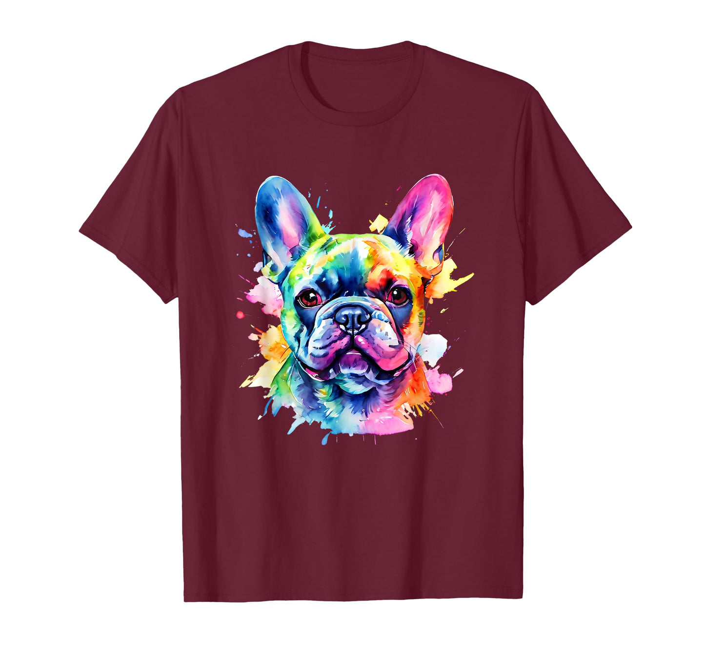 Colorful French Bulldog Portrait Splash Art T-Shirt