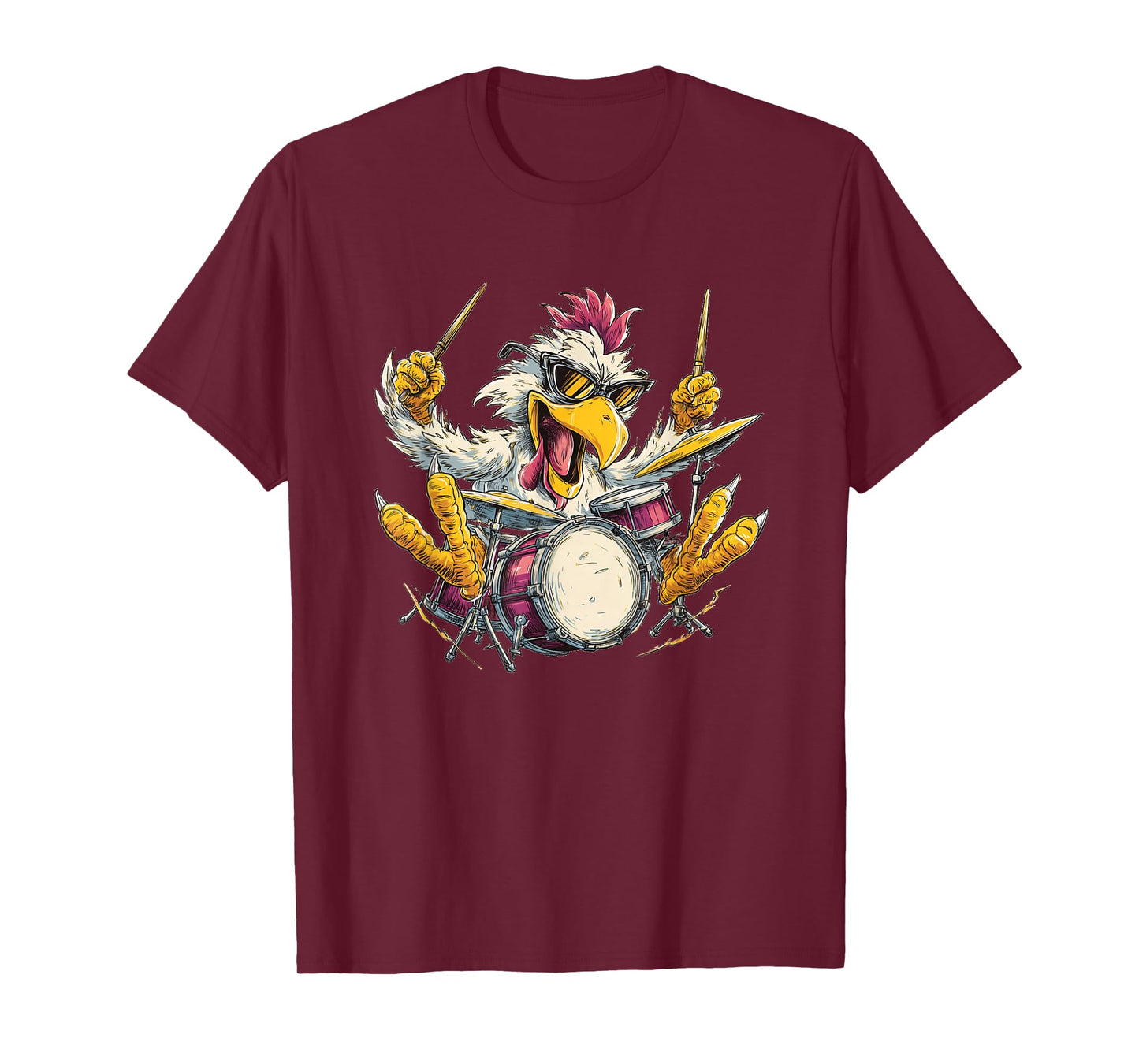 Chicken Drummer with Cool Sunglasses Loves The Rhythm T-Shirt