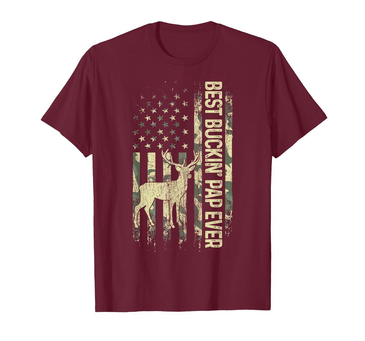 Best Buckin' Pap Ever Camouflage American Flag Father's Day Women Men T-Shirt
