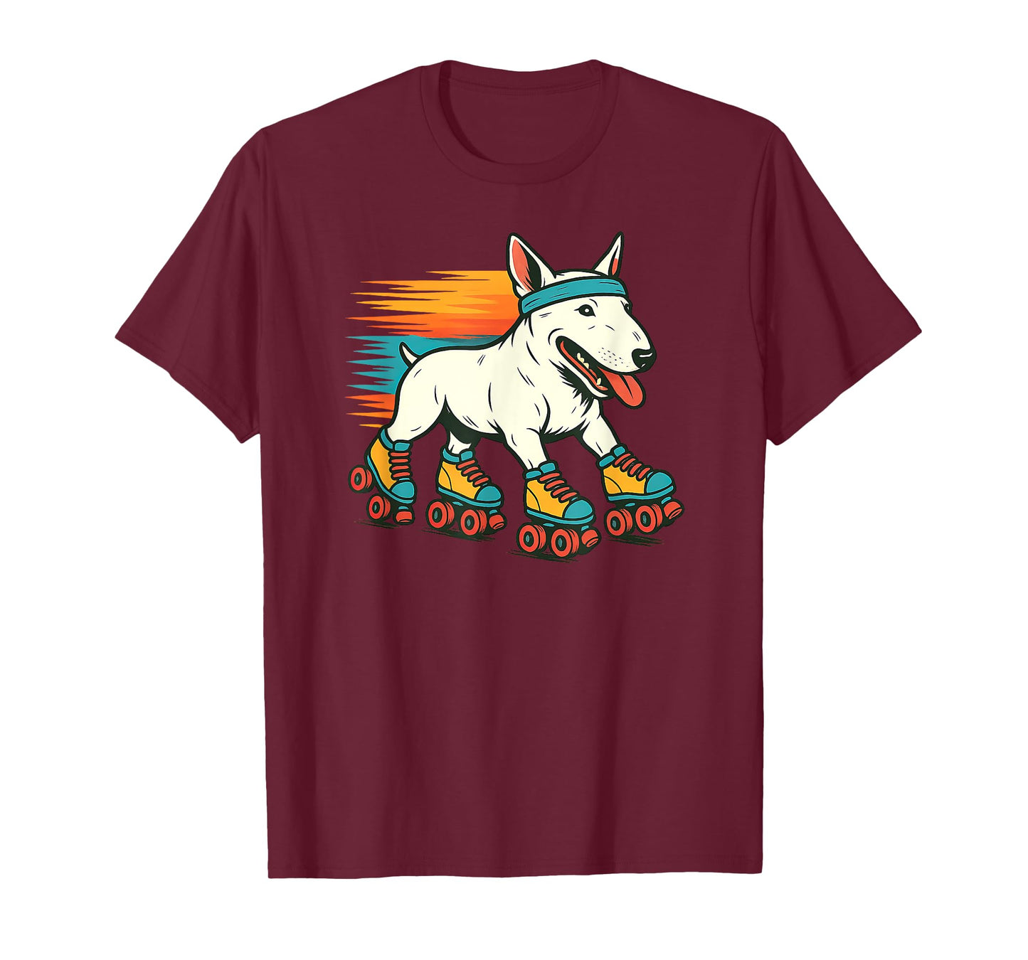 English Bull Terrier Roller Skating Retro Vintage Dog Lover T-Shirt