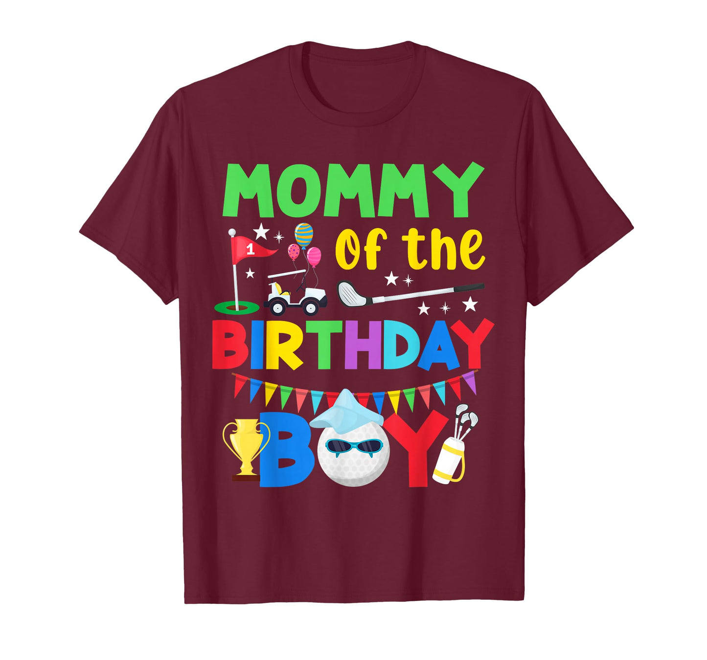 Golf Birthday Boy Party with Ball Cart Trophy for Mommy T-Shirt