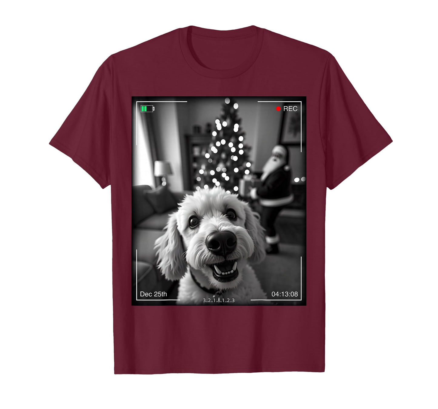 Poodle Catches Santa On Camera Xmas T-Shirt