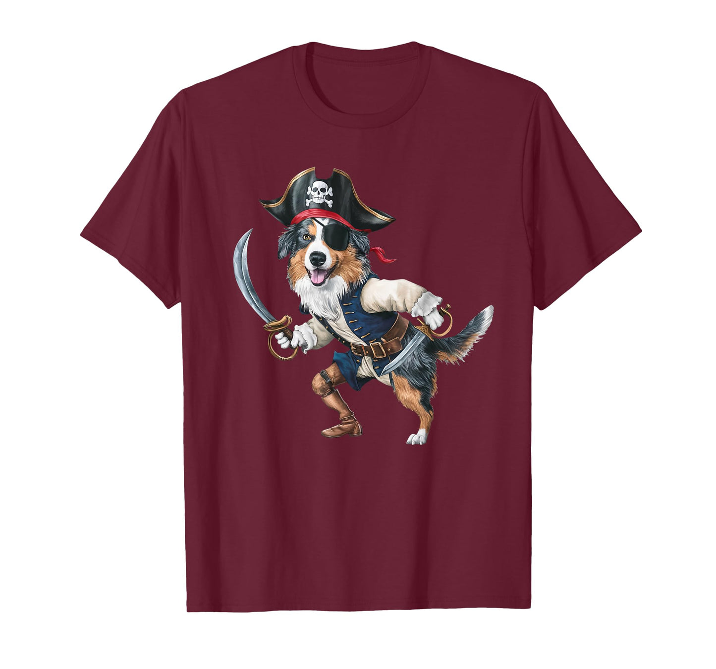 Australian Shepherd Pirate Halloween Mens Womens Kids Pirate T-Shirt