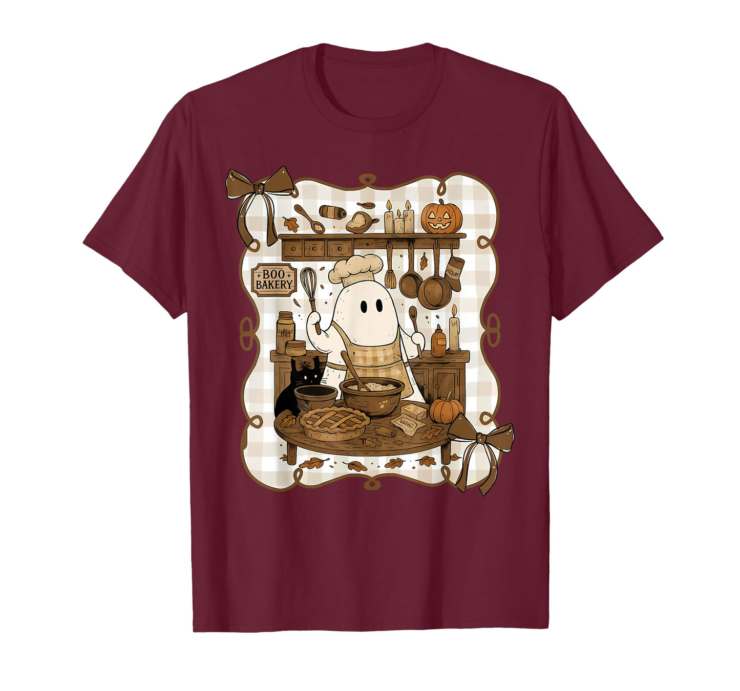 Coquette Halloween Ghost Baking Sourdough Bread Baker T-Shirt