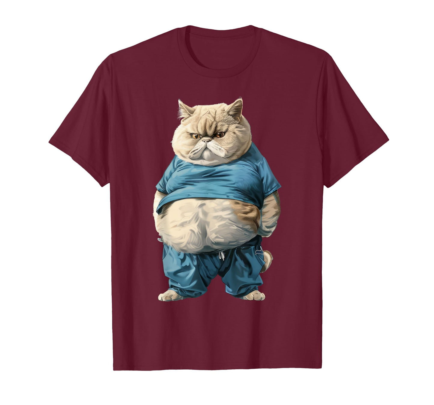 Nourjoy Funny Fat Cat Art Design Fat Kitten Cat Lover T-Shirt, Small, Black