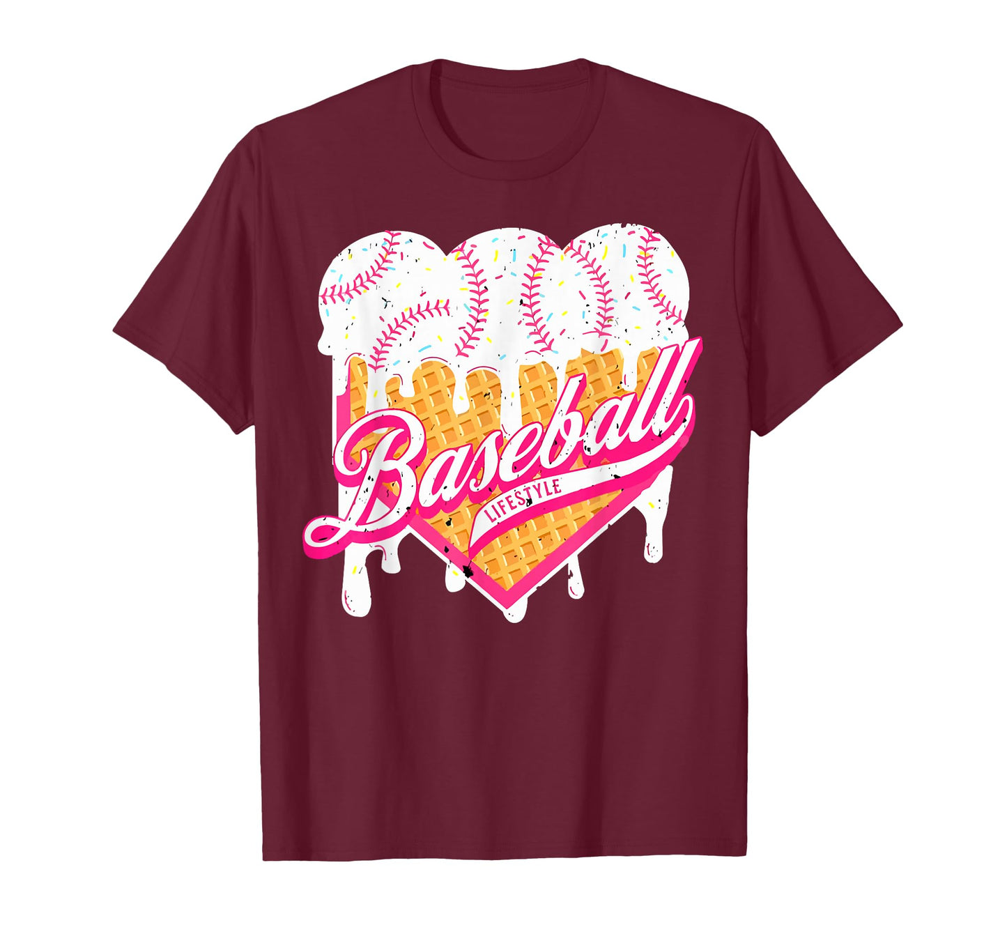 Baseball Home Plate Drip for Boys Ice Cream Spinkle T-Shirt