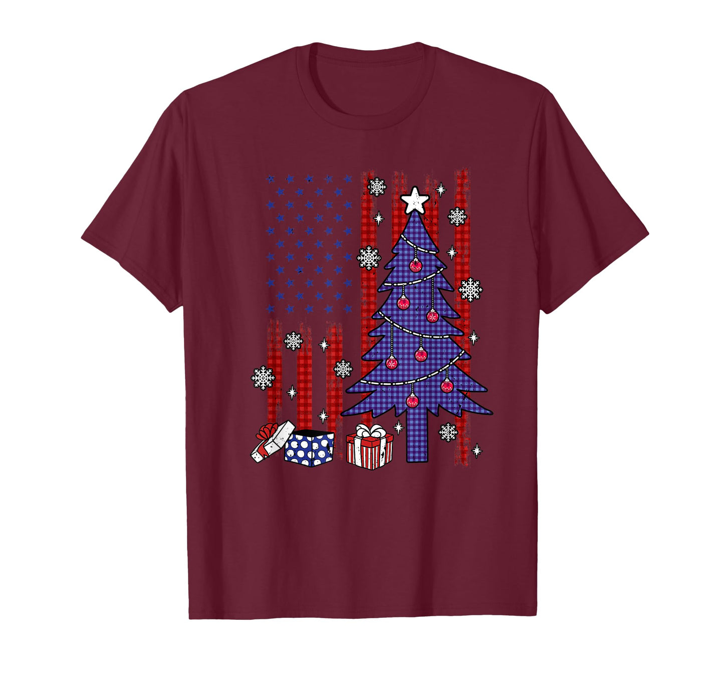 American Christmas Flag Patriotic Family Holiday Party T-Shirt