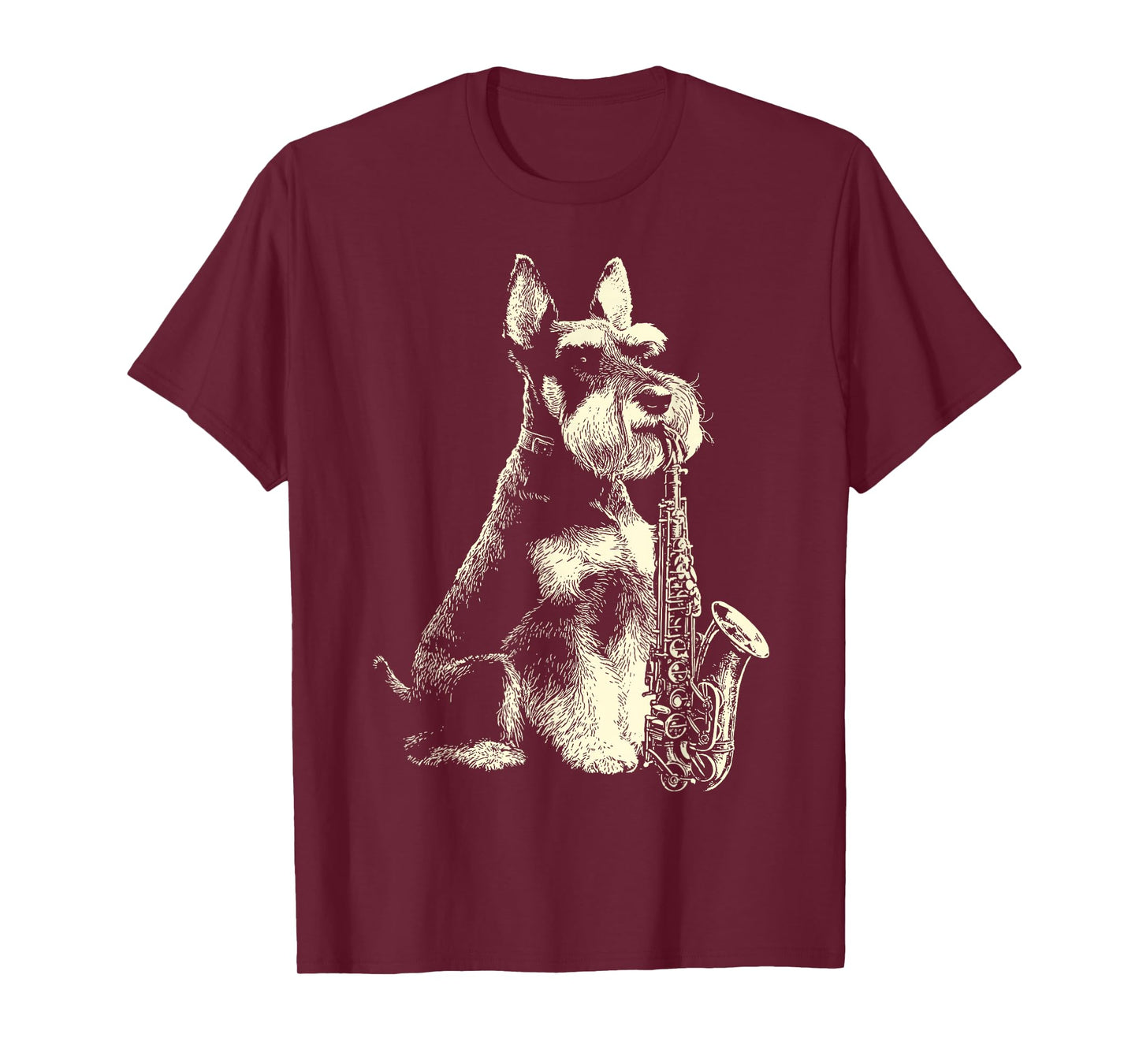 Schnauzer Playing Saxophone Player Funny Jazz Musician Dog T-Shirt