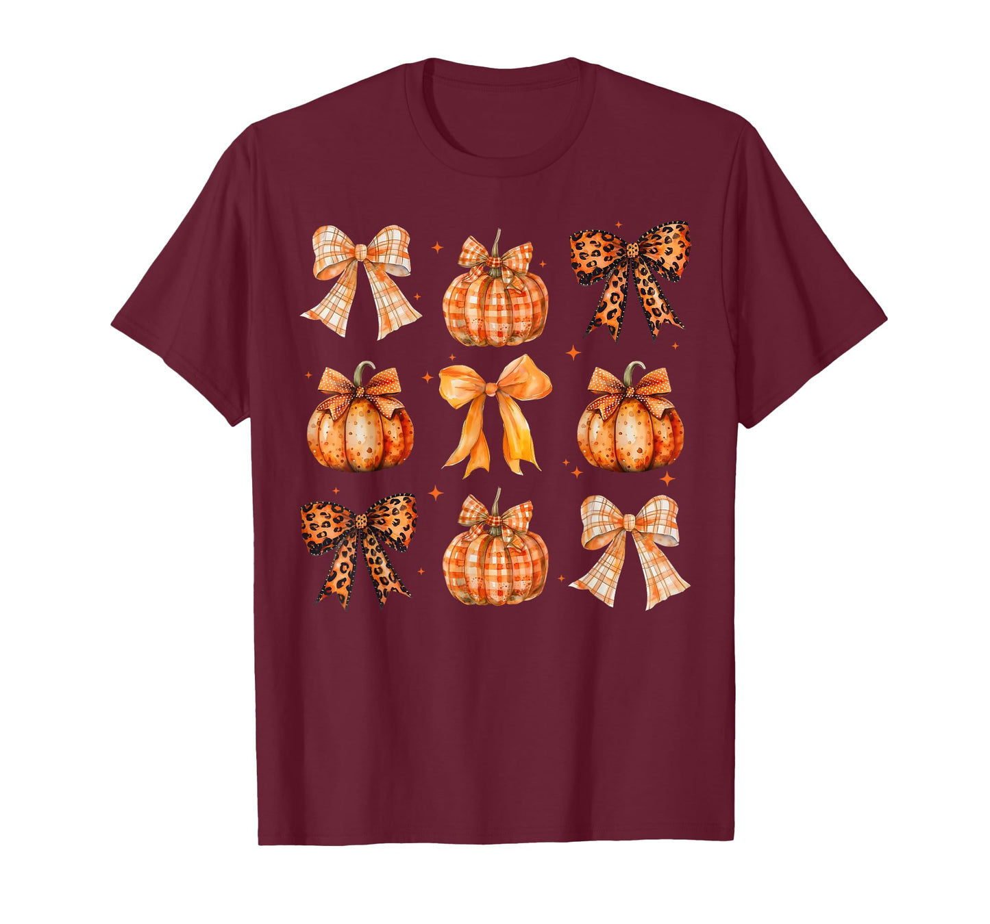 Fall Coquette Bow Leopard Print Pumpkin Thanksgiving Women T-Shirt