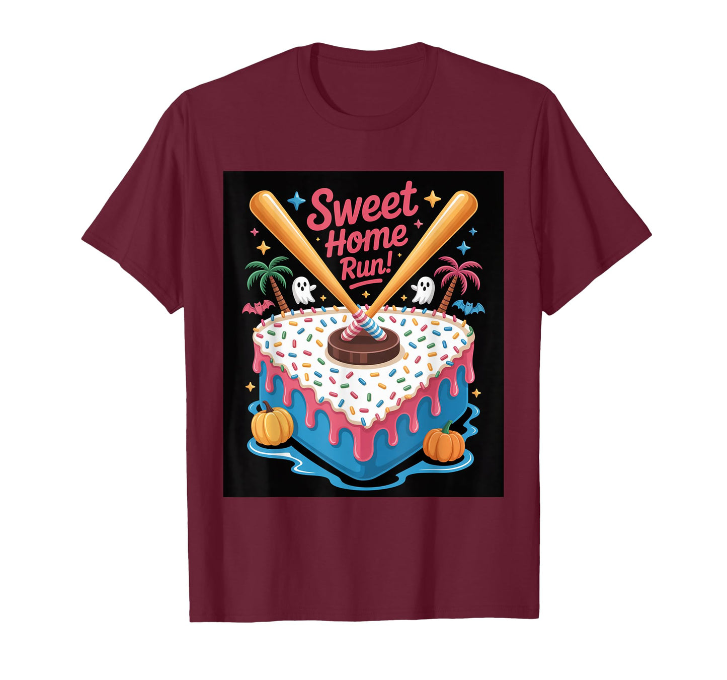 Sweet Home Run – Halloween Baseball Cake Delight T-Shirt