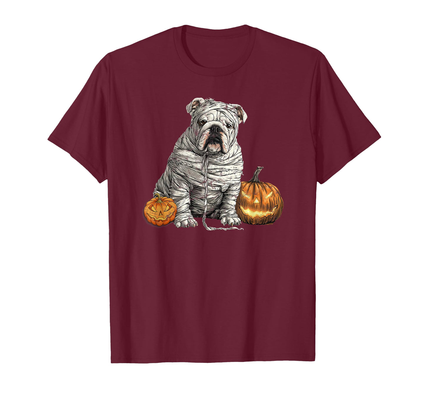 English Bulldog Dog Mummy Happy Halloween Men Women T-Shirt