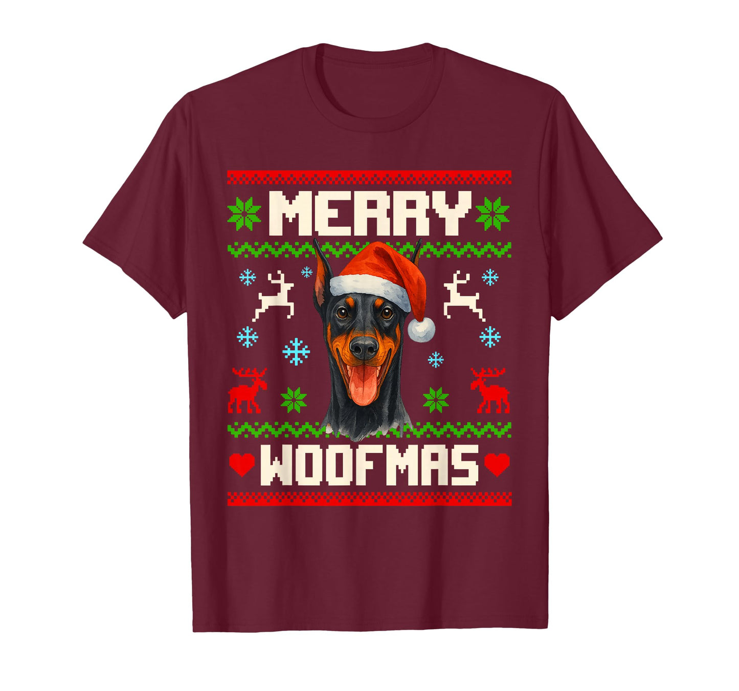 Funny Doberman Dog Christmas Ugly Sweater Pet Dog Lover Xmas T-Shirt