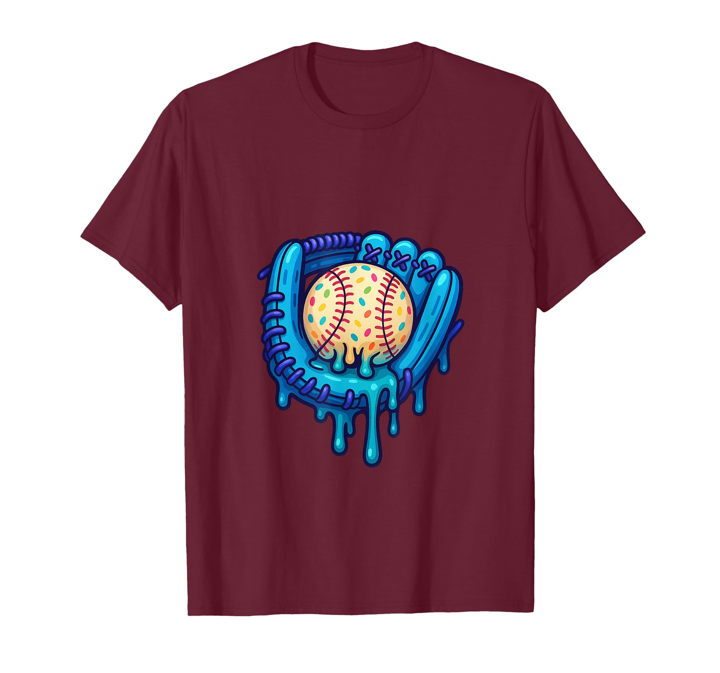 Baseball Drip Ice Cream Sprinkles Baseball Glove T-Shirt