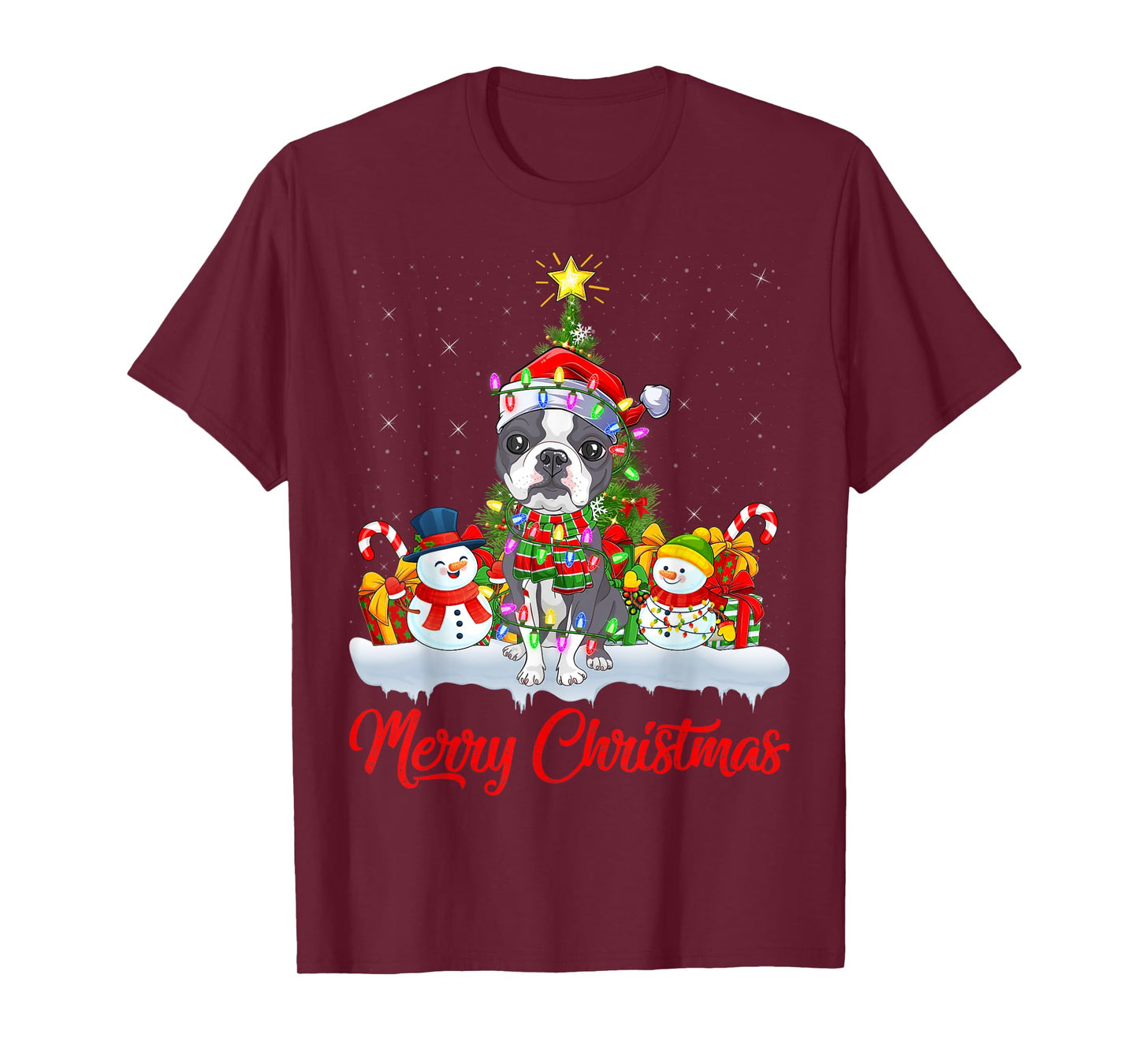 Rat Terrier Dog Xmas Tree Lights Santa Rat Terrier Christmas T-Shirt