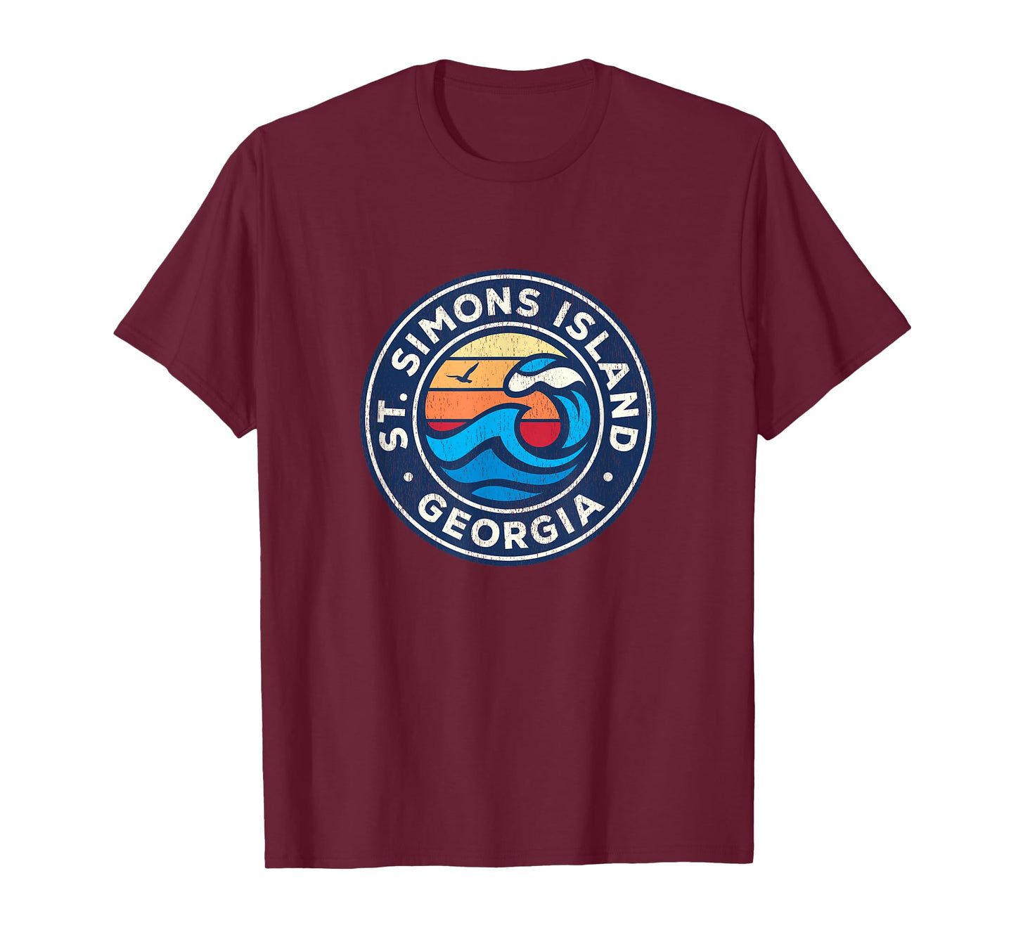 St. Simons Island Georgia GA Vintage Nautical Waves Design T-Shirt