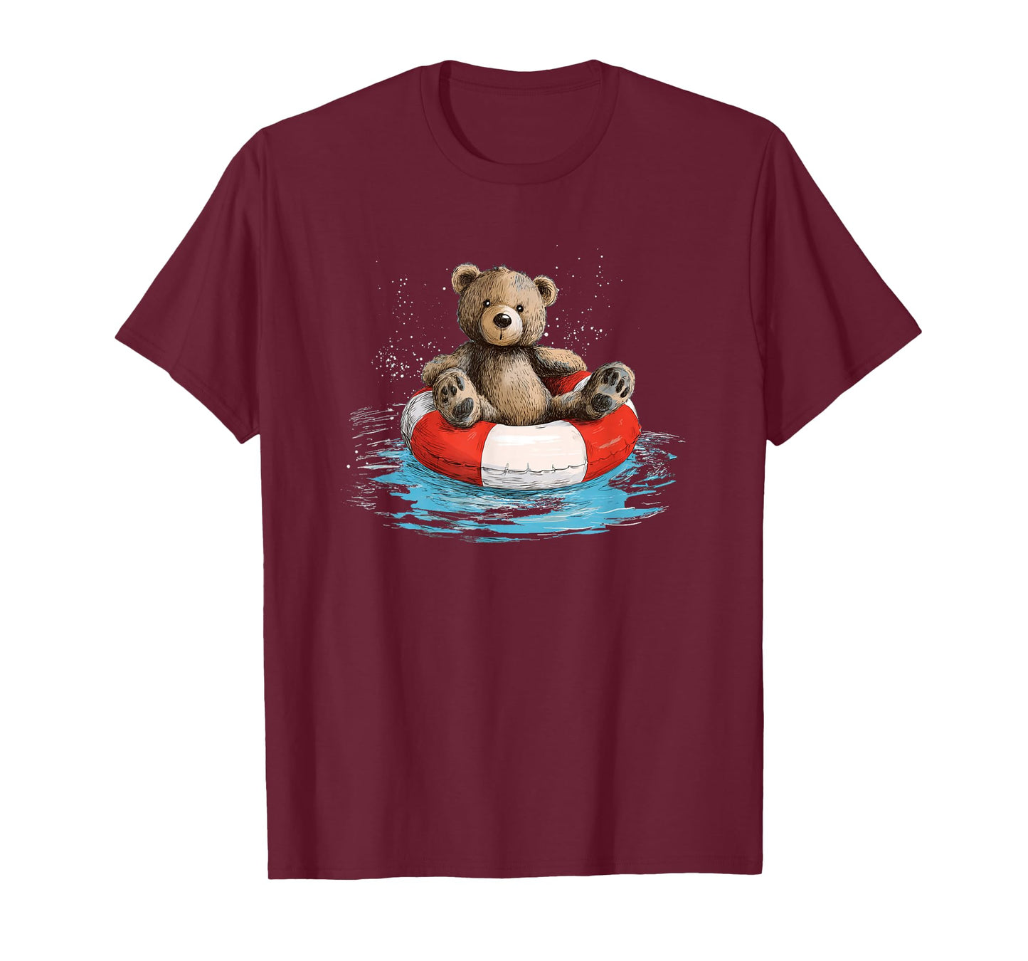 Floating Pool Ring with Cute Teddy Bear Look T-Shirt