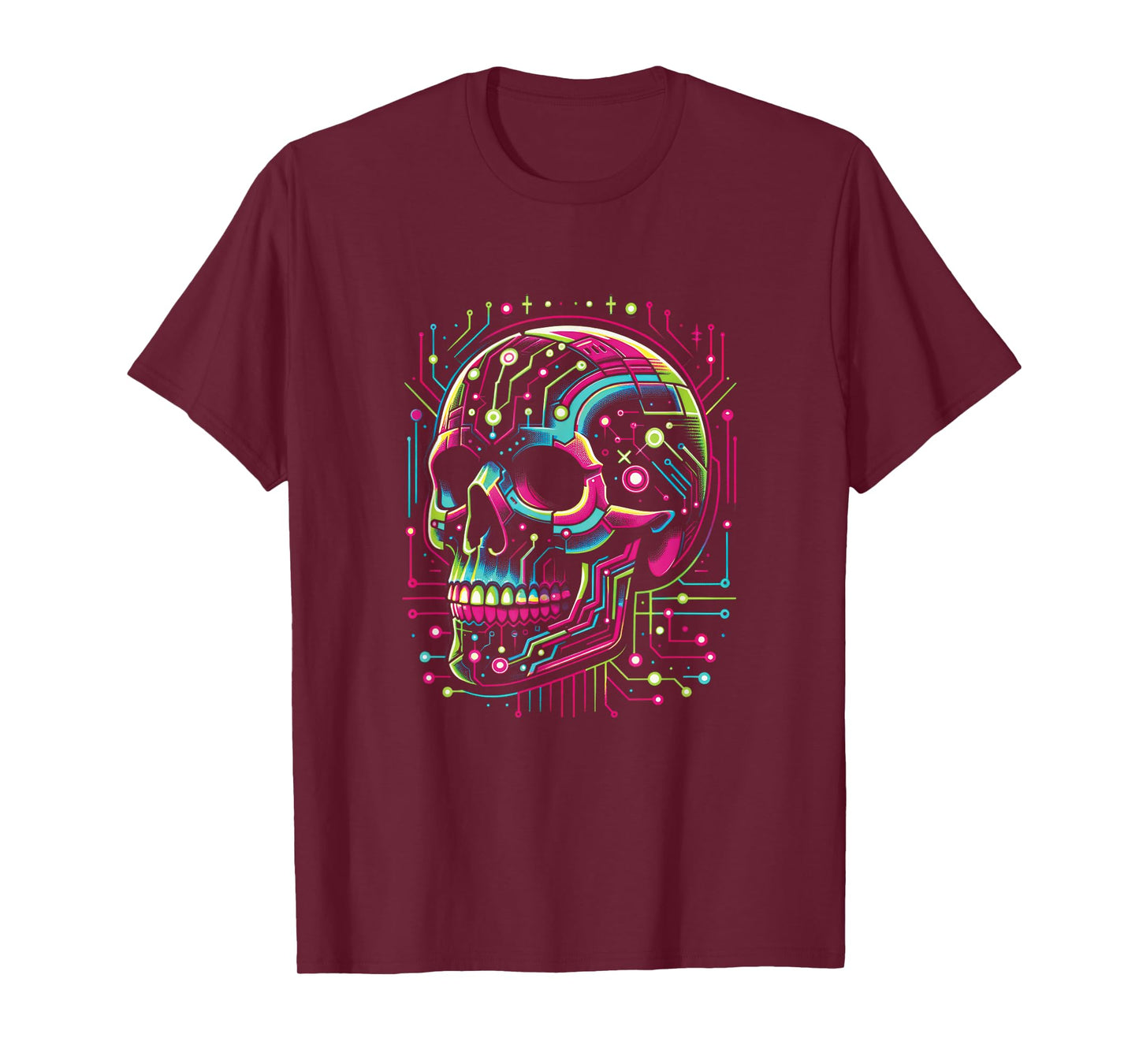 Vaporwave Skull Cyberpunk 80s 90s Era Retro Style Halloween T-Shirt