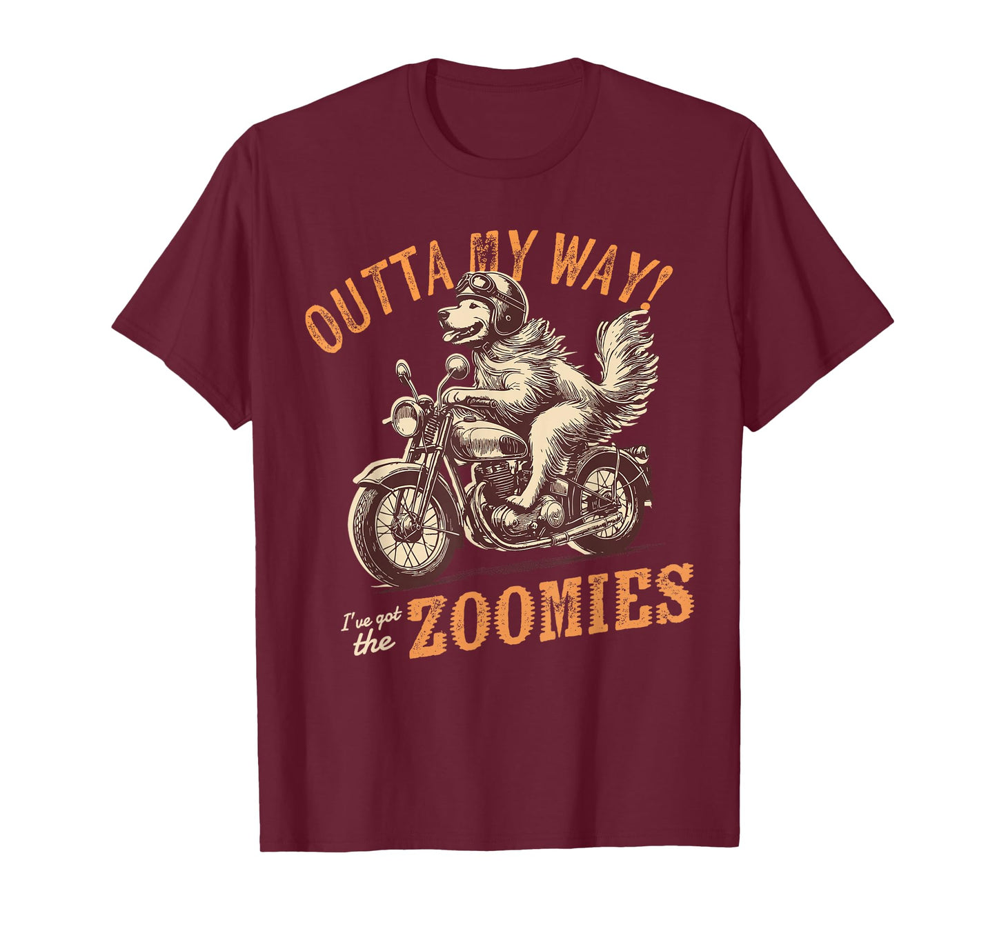 Golden Retriever Dog Biker Motorcycle Rider Outta My Way T-Shirt