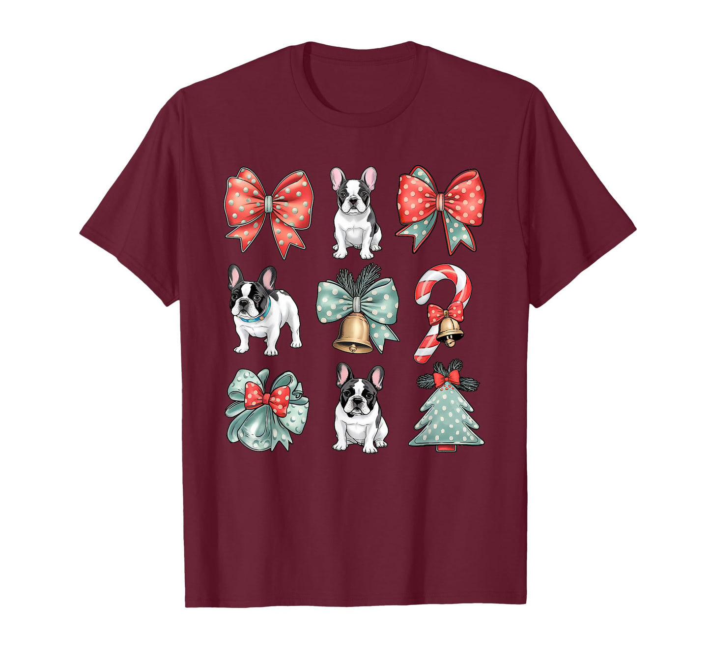 Coquette Red Xmas Santa Claus french bull dog Lover Xmas T-Shirt