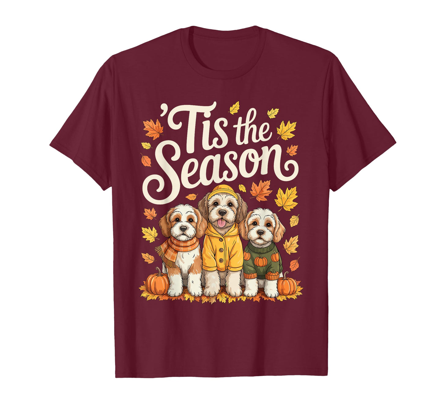 Tis The Season Cockapoo Doodle Dog Fall Autumn Pumpkin T-Shirt