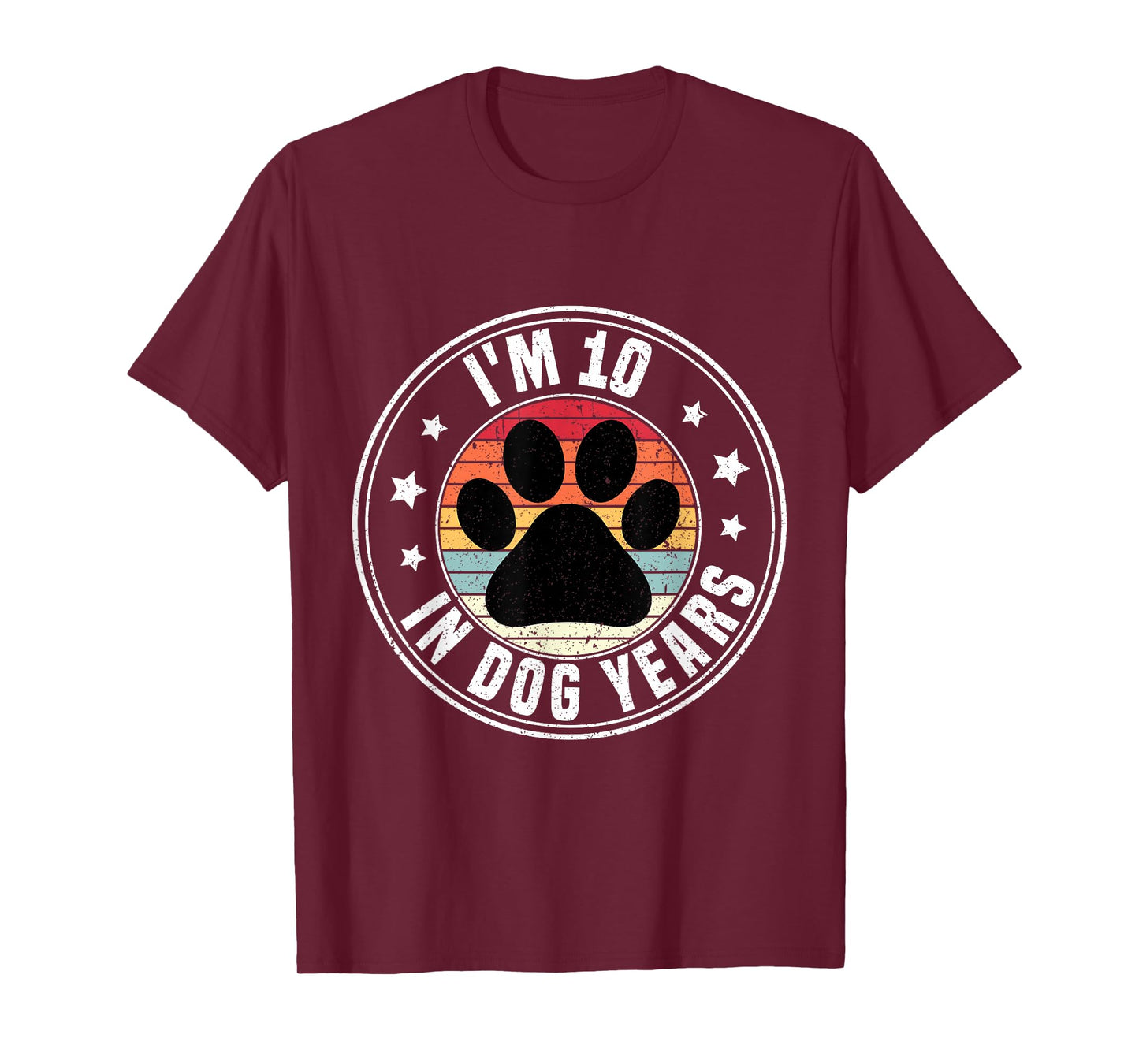 I'm 10 in Dog Years Funny 70th Birthday Dog Lover Vintage T-Shirt