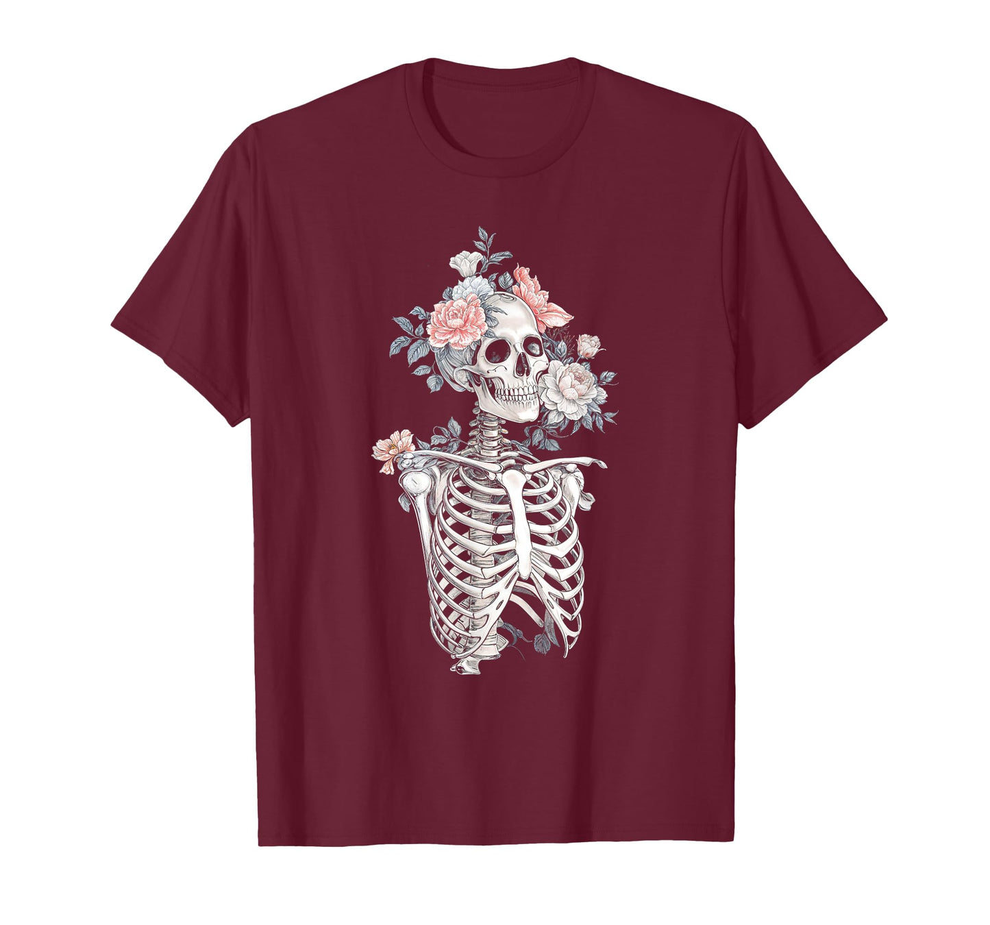 Floral Skeleton Flowers Goth Dark Aesthetic Creepy T-Shirt