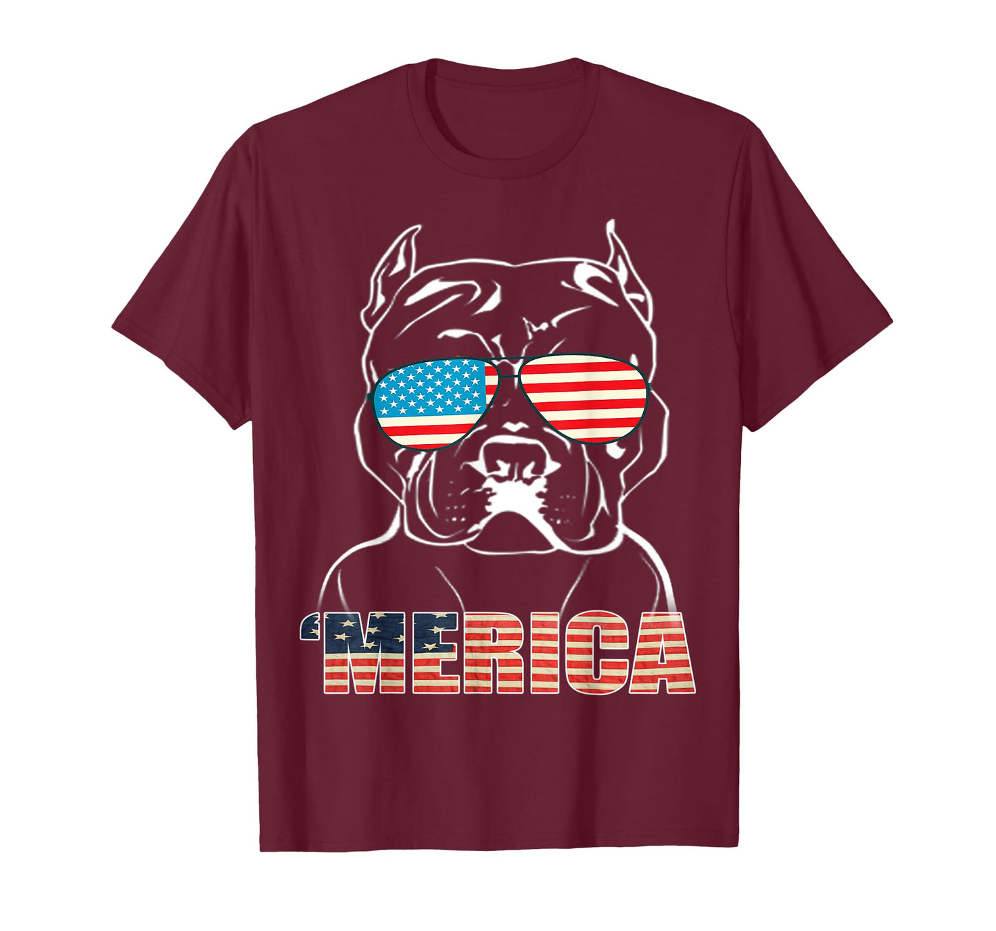Patriotic Dog Pitbull Bully USA T Shirt American Flag Tee T-Shirt for Women Kids Men