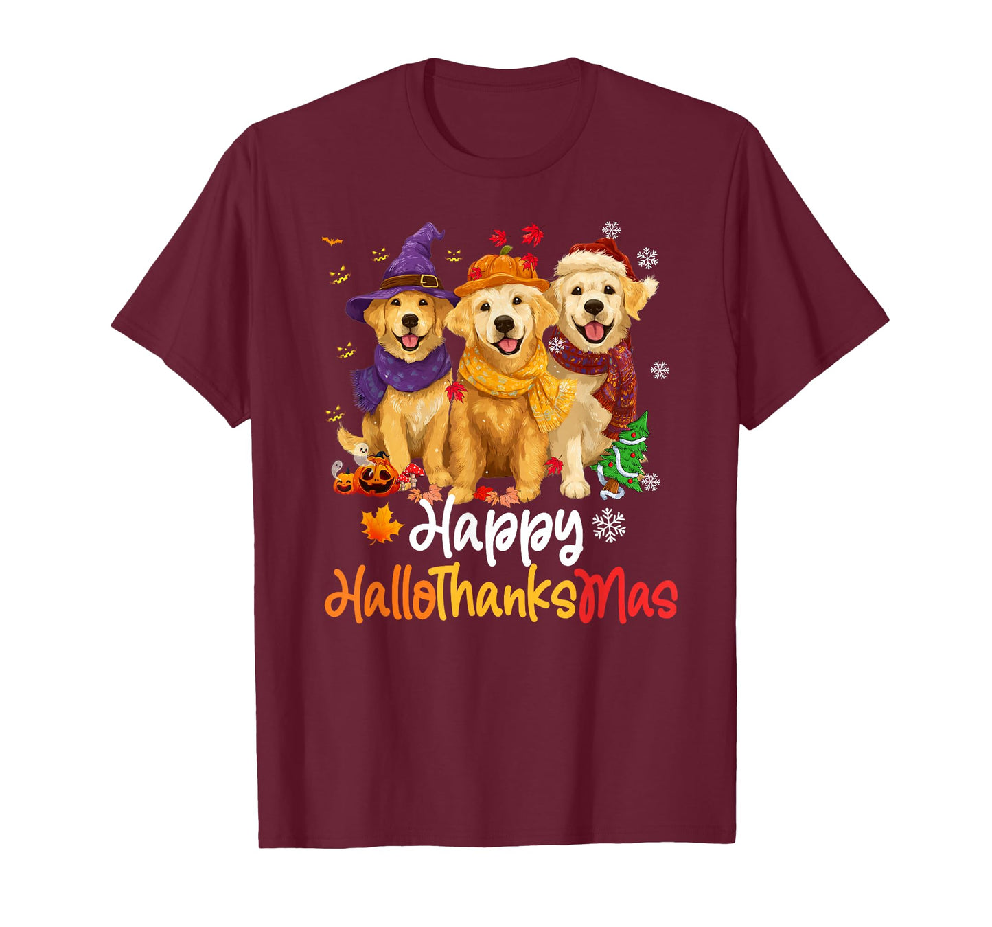 Halloween Thanksgiving Christmas Golden Retriever Dog T-Shirt